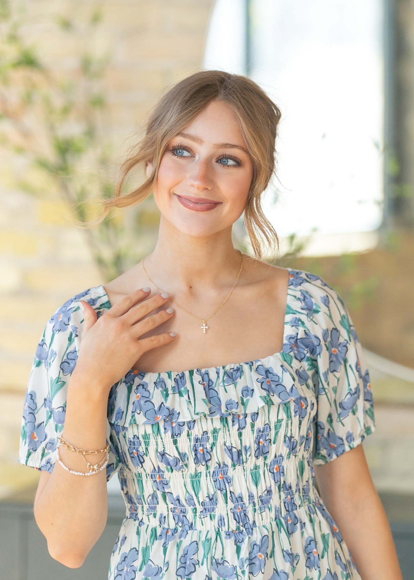 Ruffle Square Neck Smocked Maxi Dress