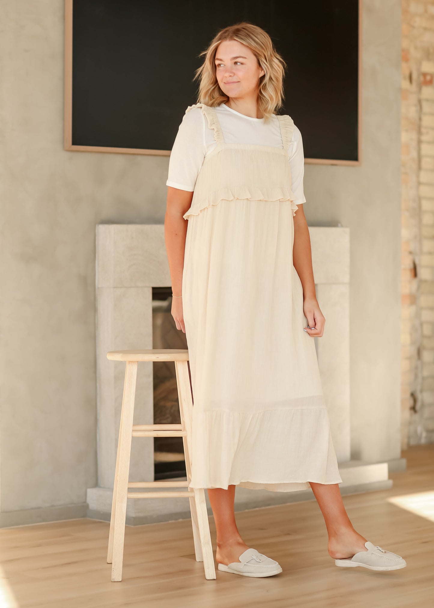 Ruffle Trim Sleeveless Midi Dress - FINAL SALE