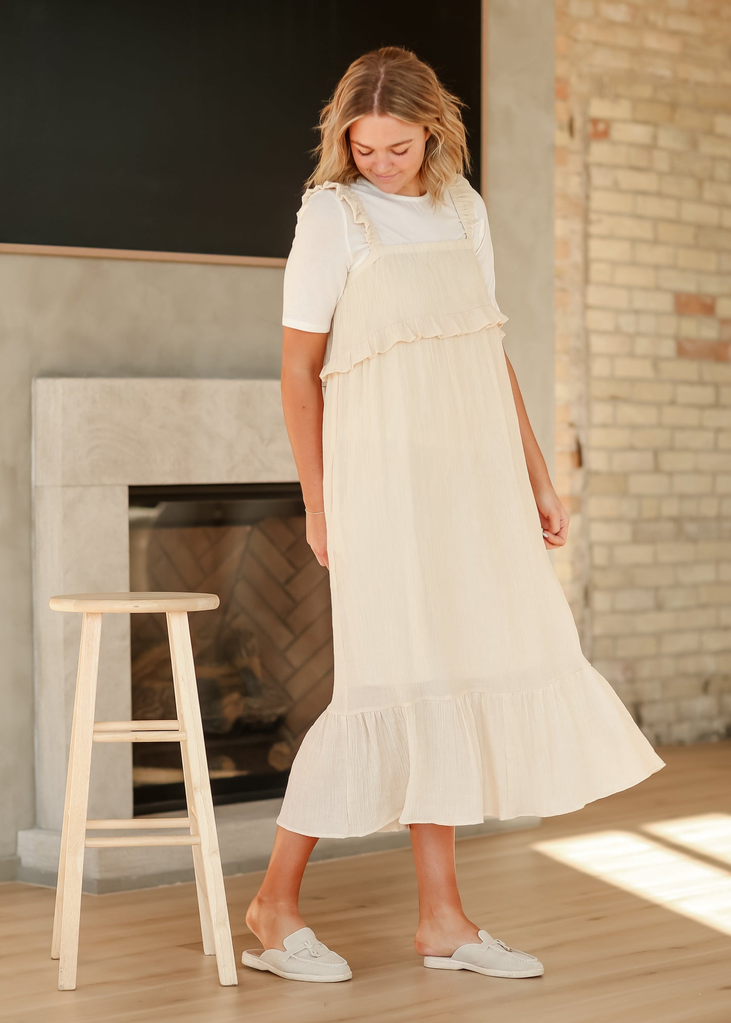 Ruffle Trim Sleeveless Midi Dress - FINAL SALE