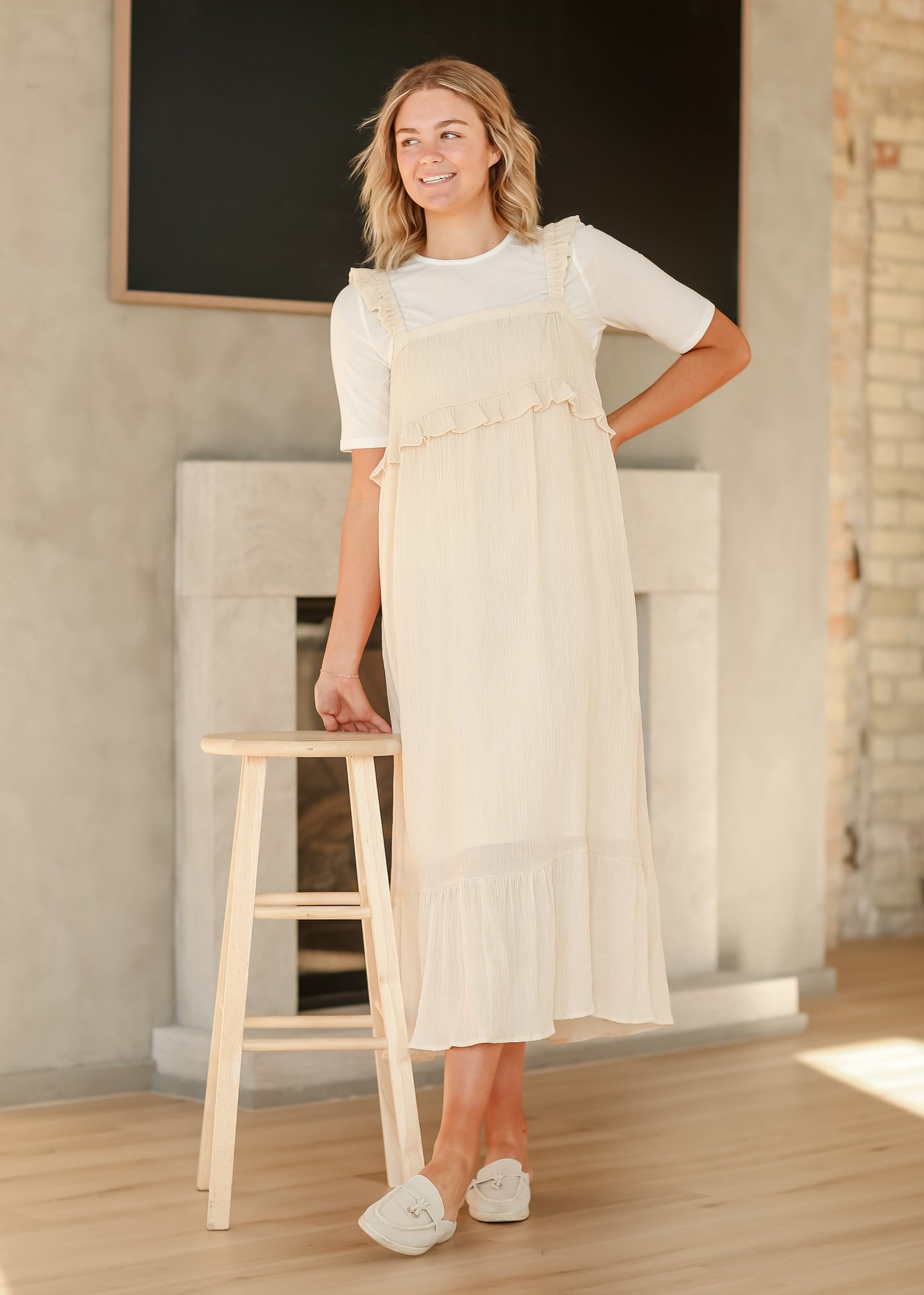 Ruffle Trim Sleeveless Midi Dress - FINAL SALE