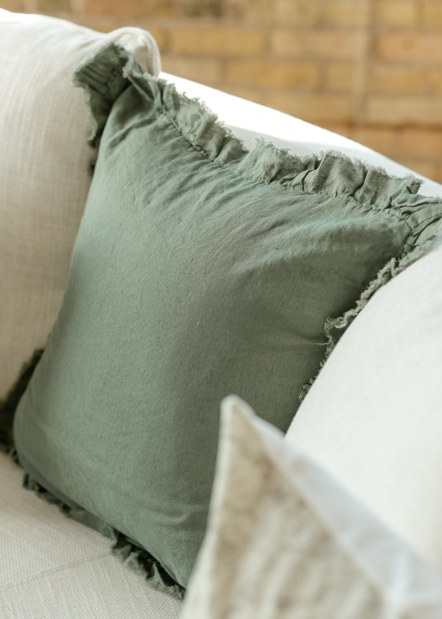 Ruffled Linen Cushion Cover Pillowcase - FINAL SALE
