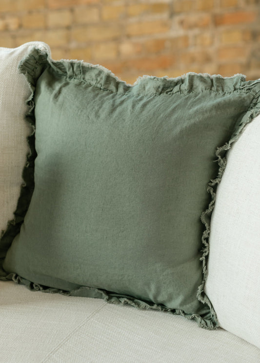 Ruffled Linen Cushion Cover Pillowcase - FINAL SALE