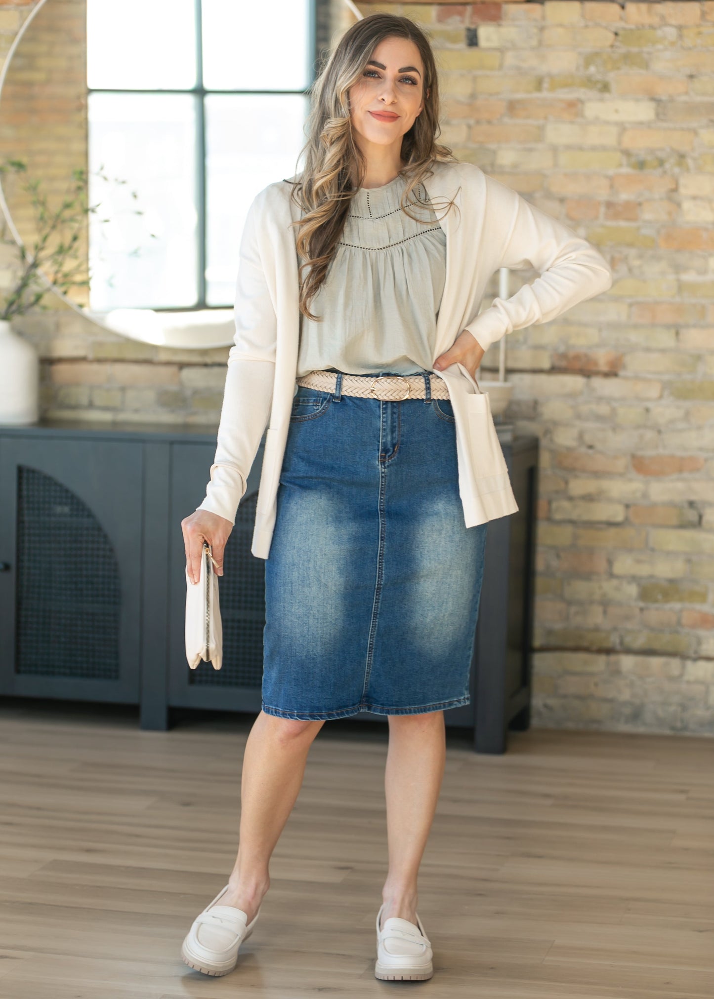 Sage Ladder Lace Flounce Sleeve Top