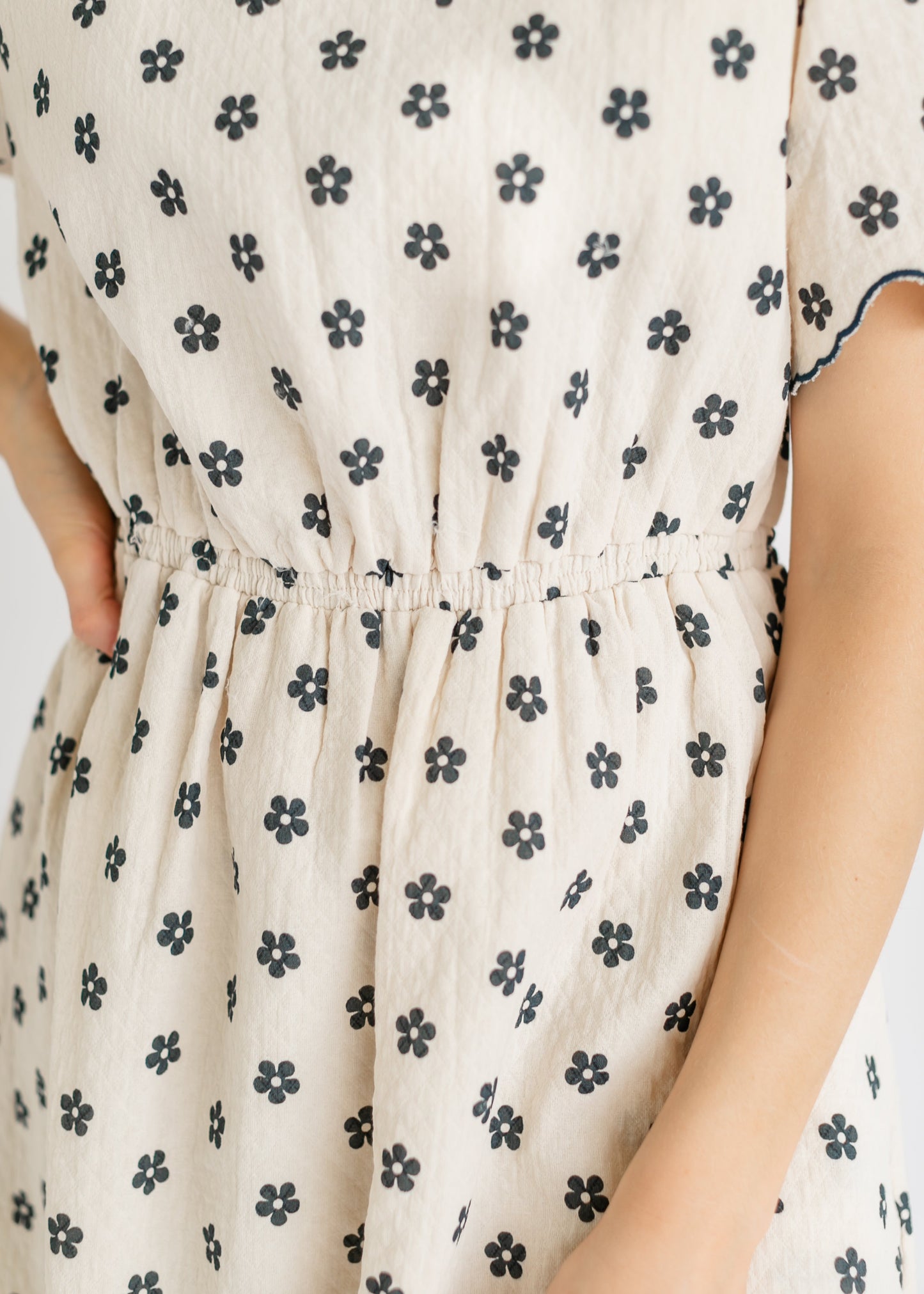 Scallop Edge Navy Floral Midi Dress - FINAL SALE