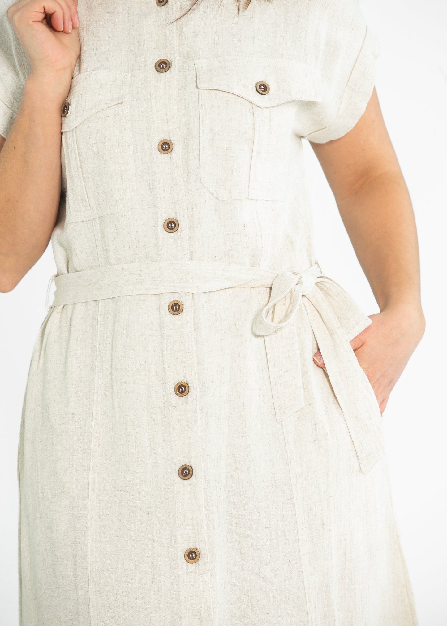 Selma Button Up Midi Utility Dress