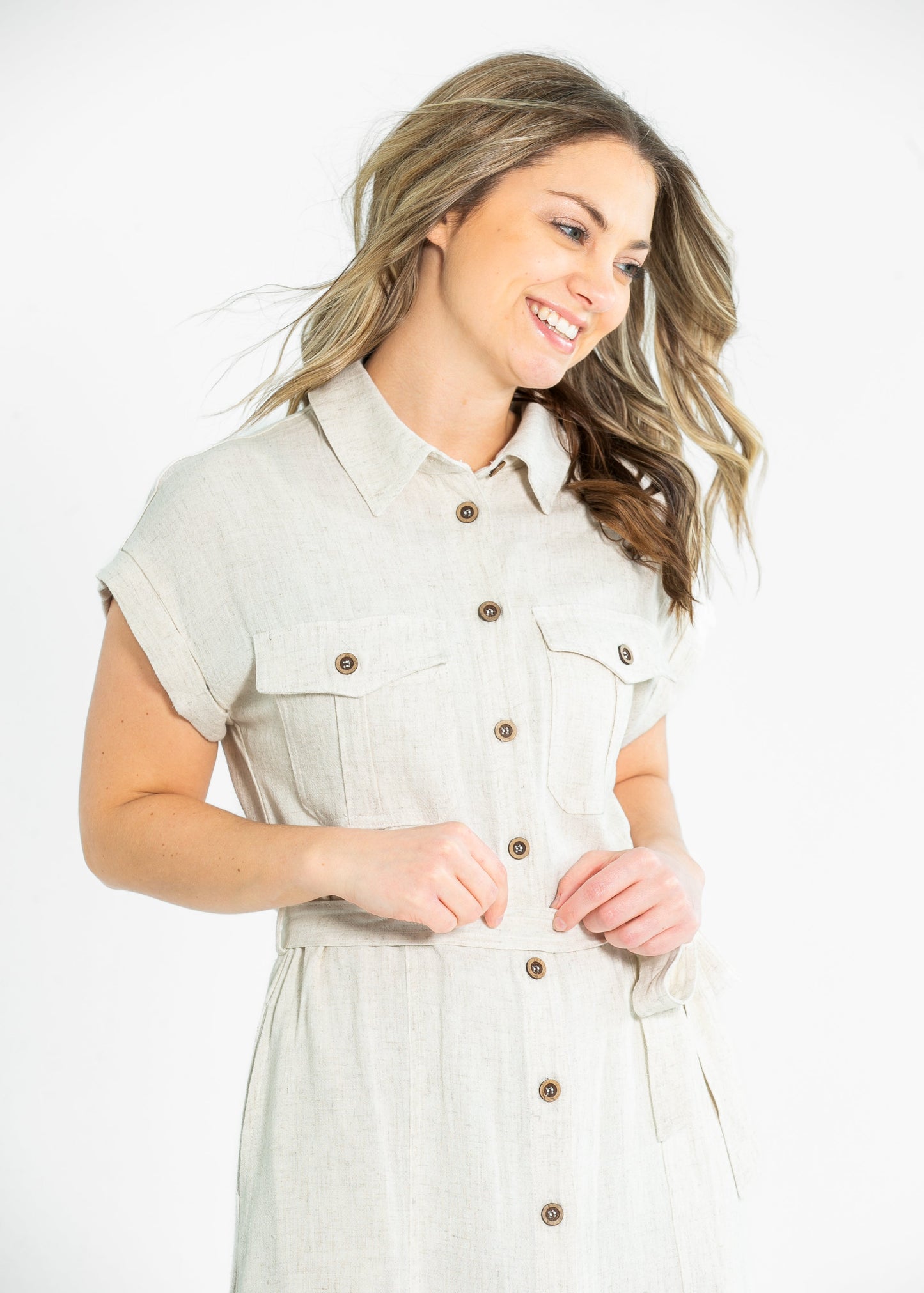 Selma Button Up Midi Utility Dress
