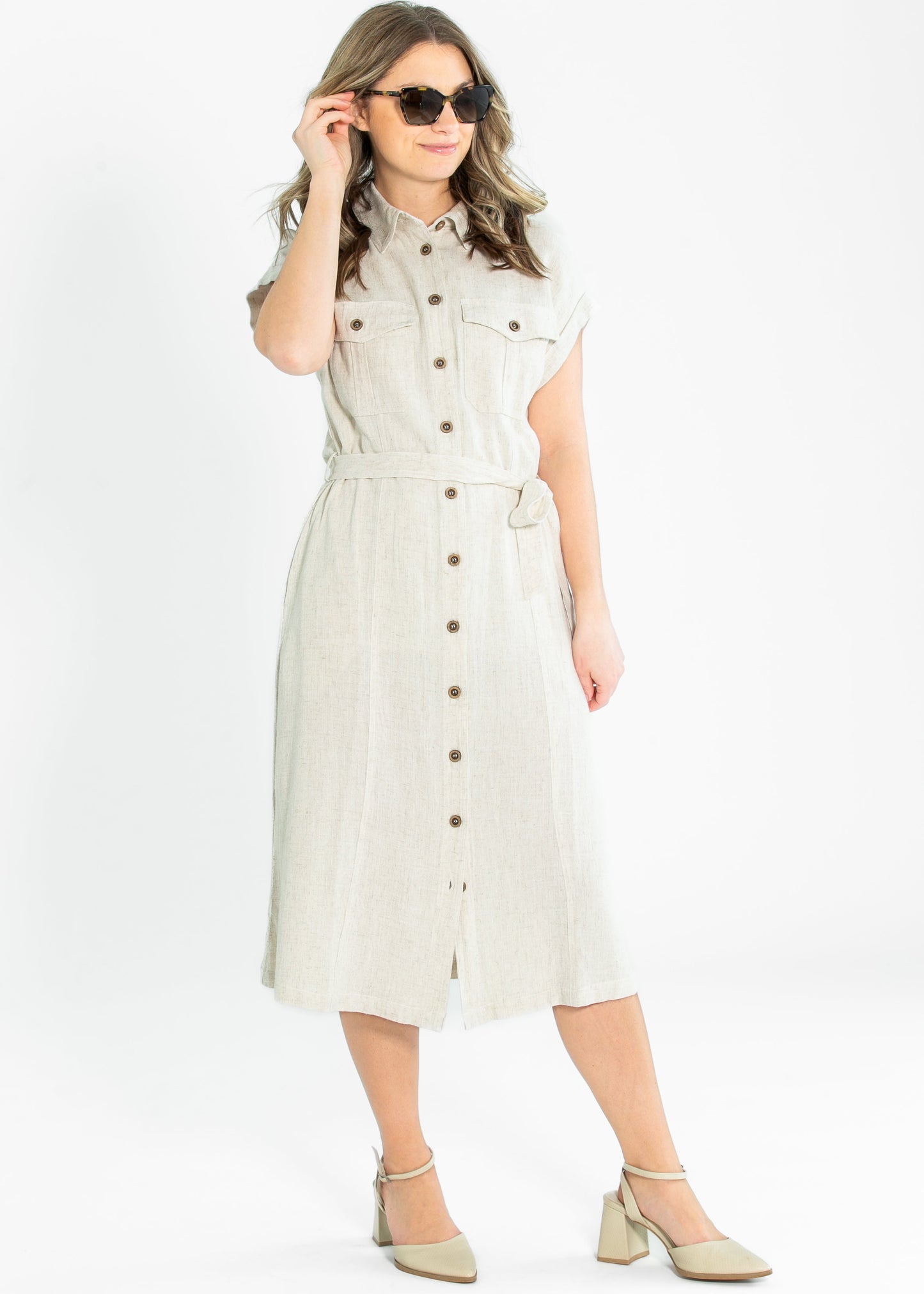 Selma Button Up Midi Utility Dress