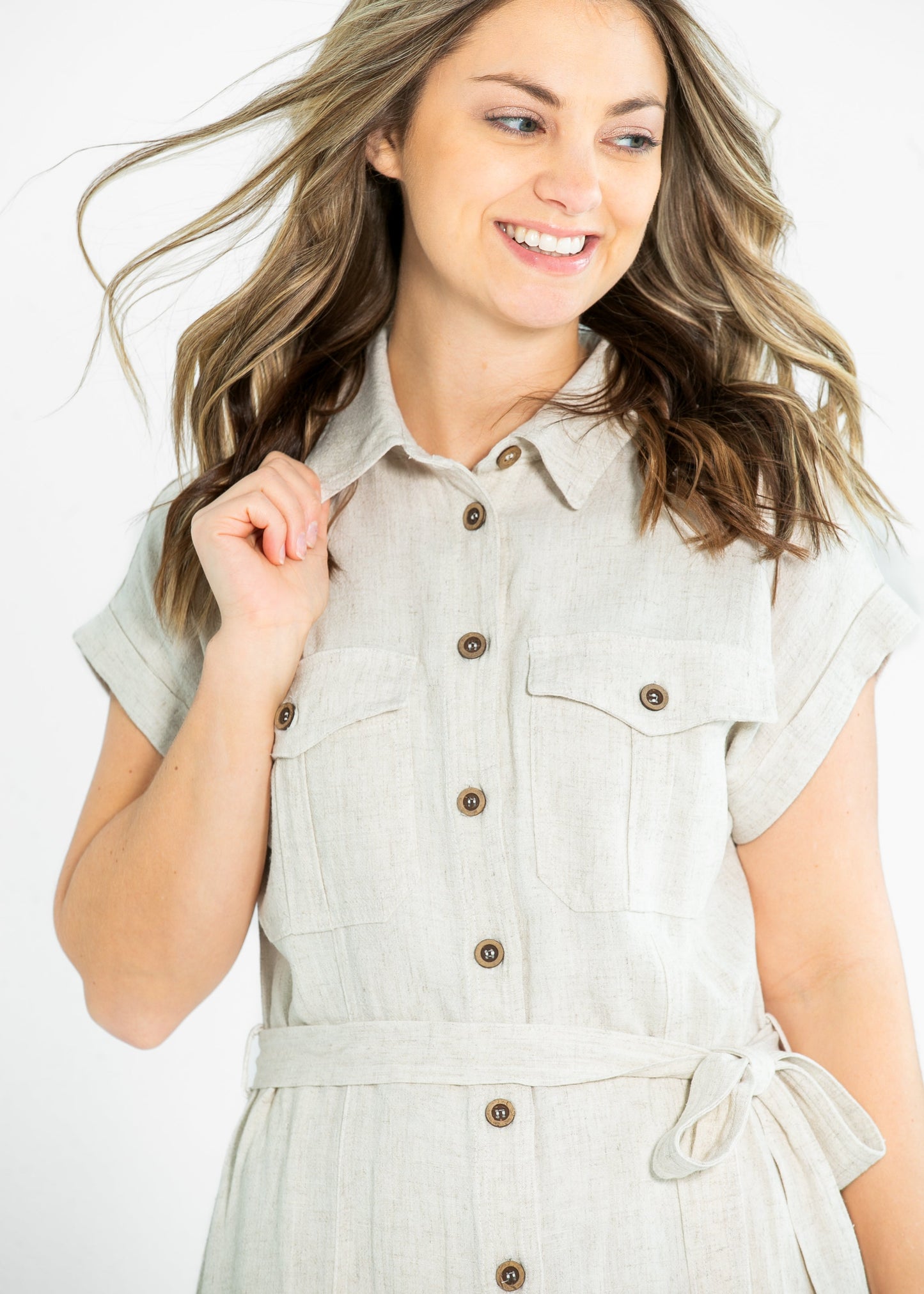 Selma Button Up Midi Utility Dress
