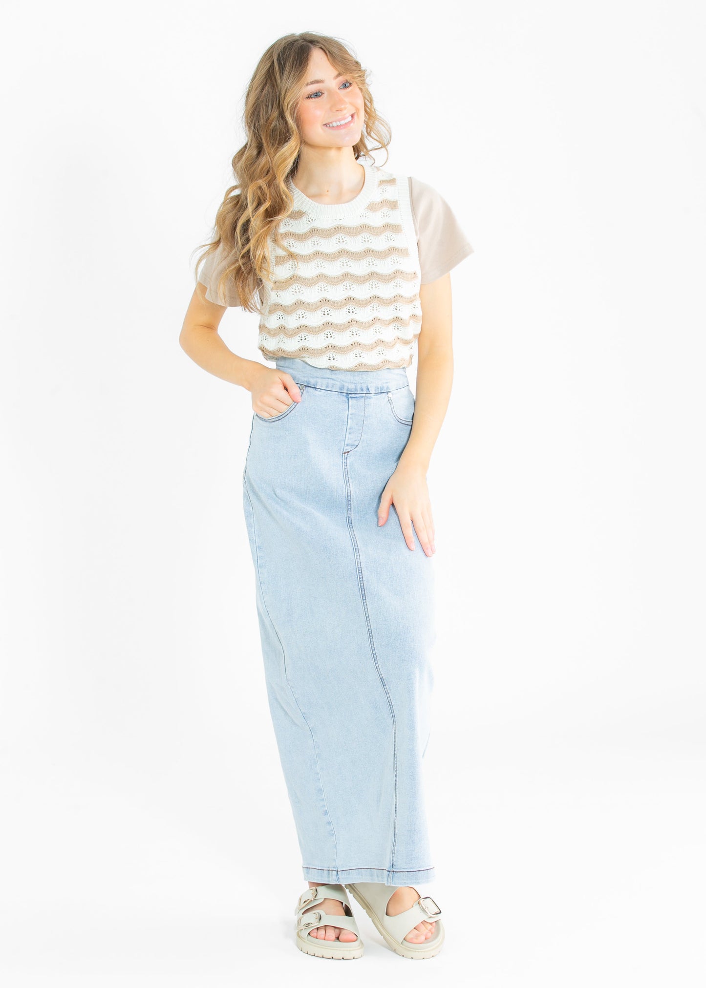 Seraphine Wavy Pattern Knit Sleeveless Top - FINAL SALE