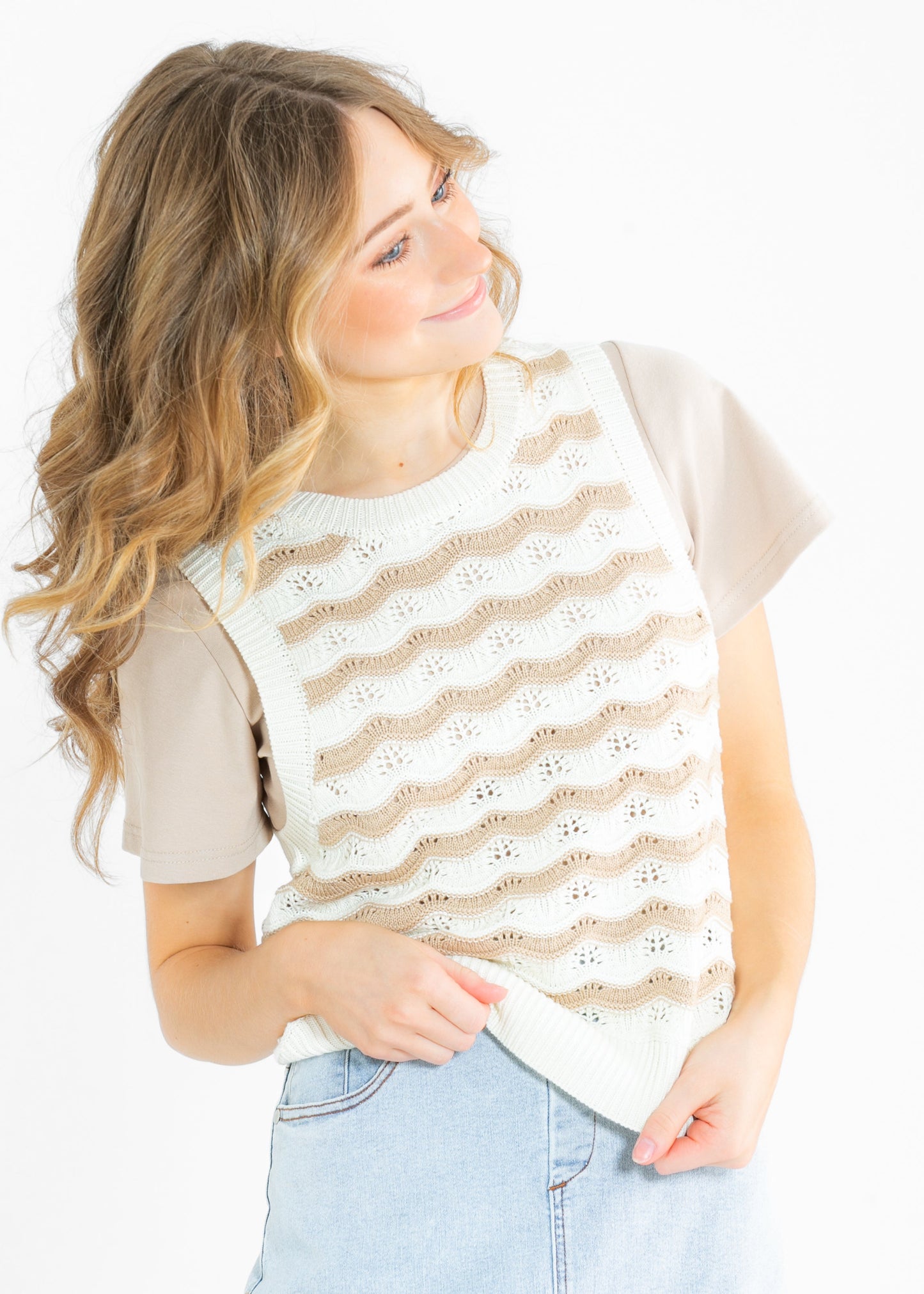 Seraphine Wavy Pattern Knit Sleeveless Top - FINAL SALE