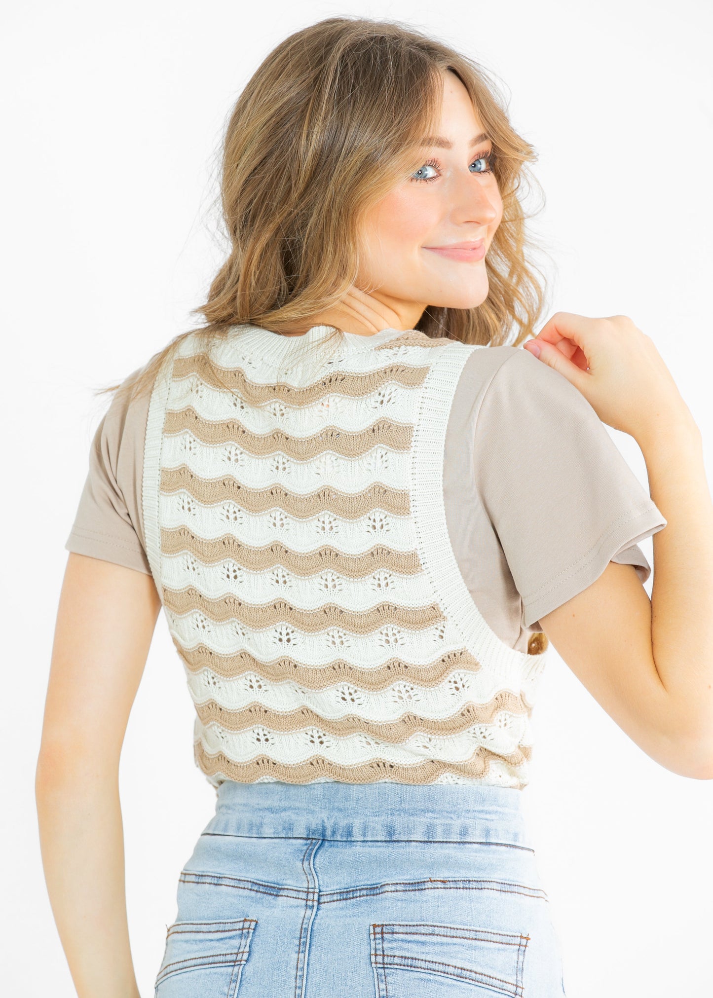 Seraphine Wavy Pattern Knit Sleeveless Top - FINAL SALE