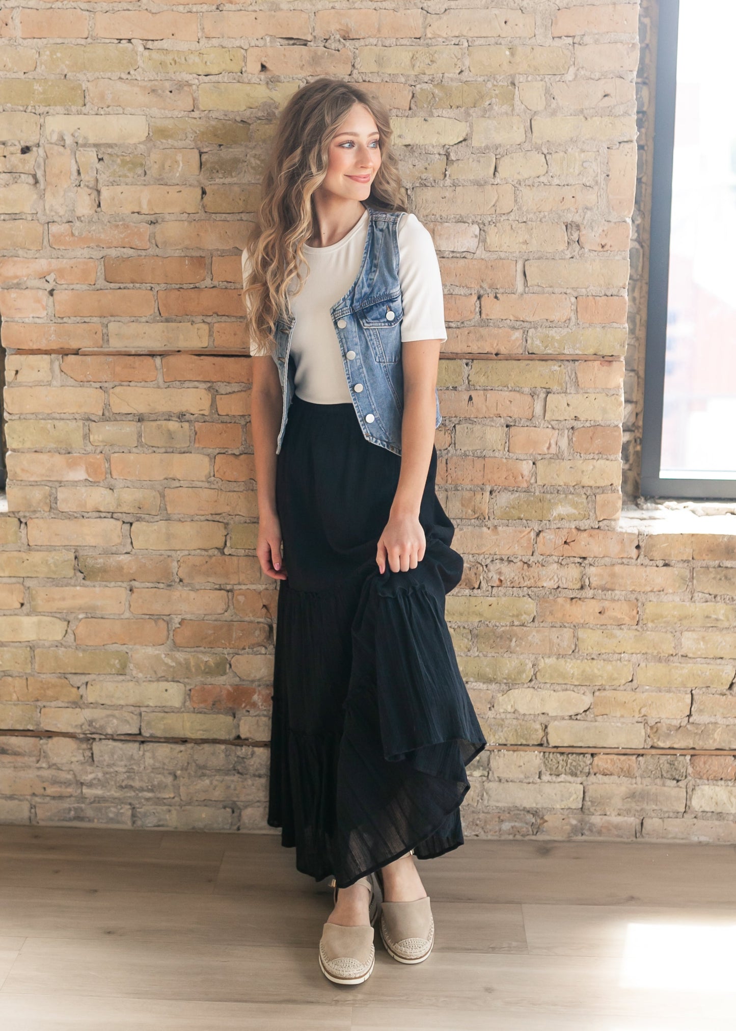 Serena Black Cotton Gauze Maxi Skirt - FINAL SALE