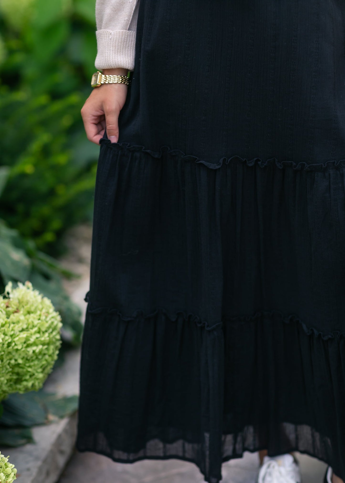 Serena Black Cotton Gauze Maxi Skirt - FINAL SALE