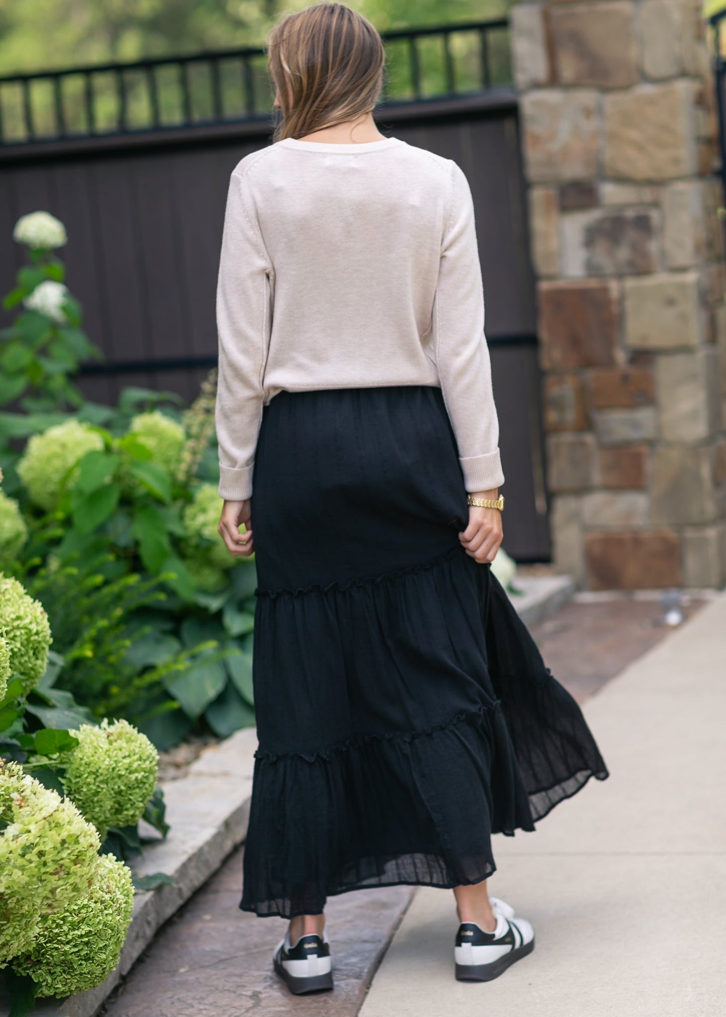 Serena Black Cotton Gauze Maxi Skirt - FINAL SALE