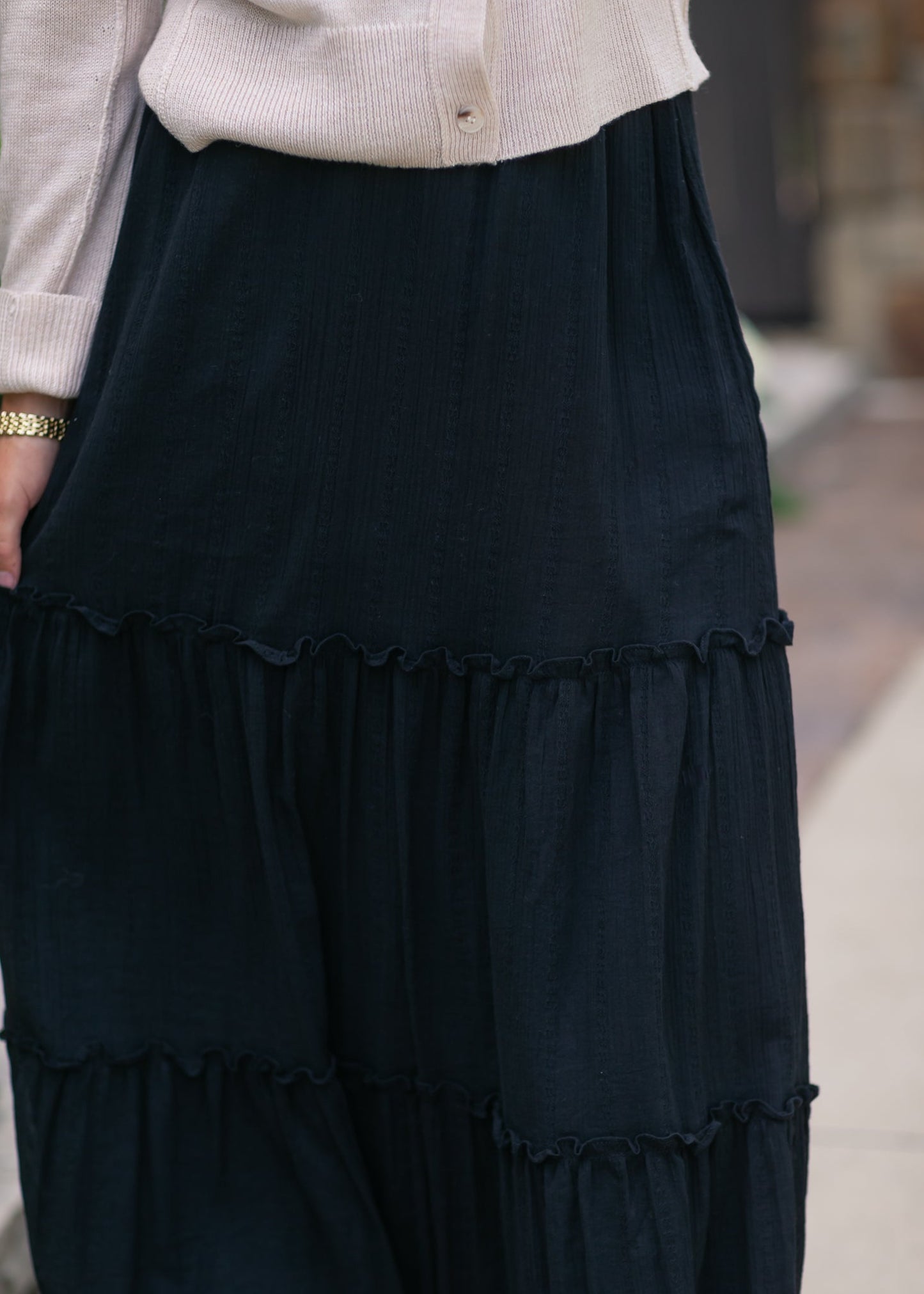 Serena Black Cotton Gauze Maxi Skirt - FINAL SALE