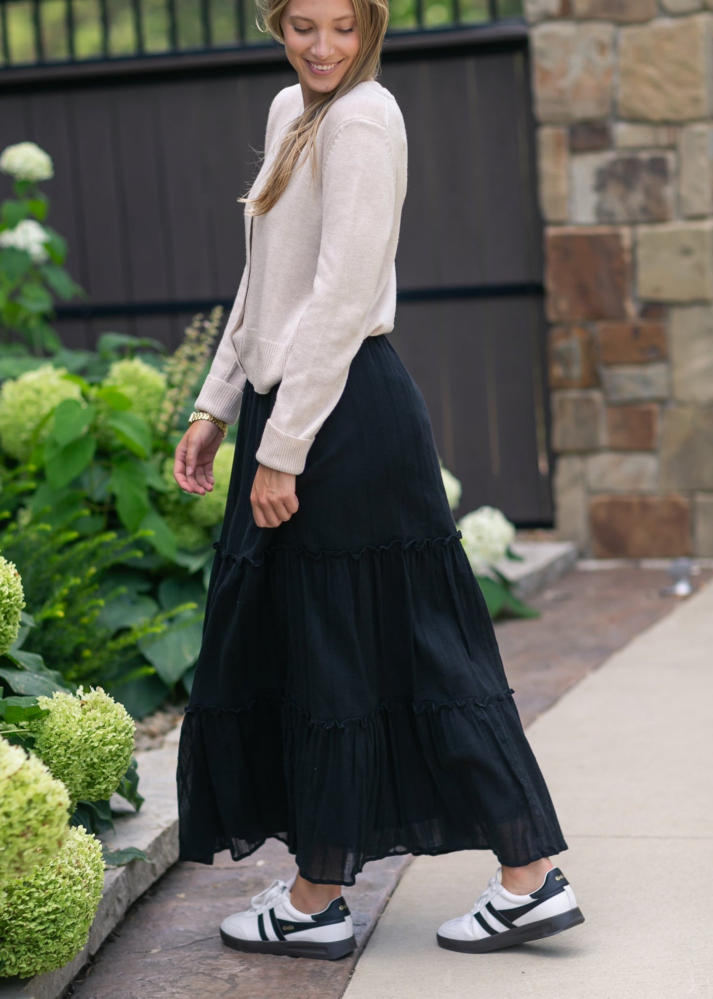Serena Black Cotton Gauze Maxi Skirt - FINAL SALE