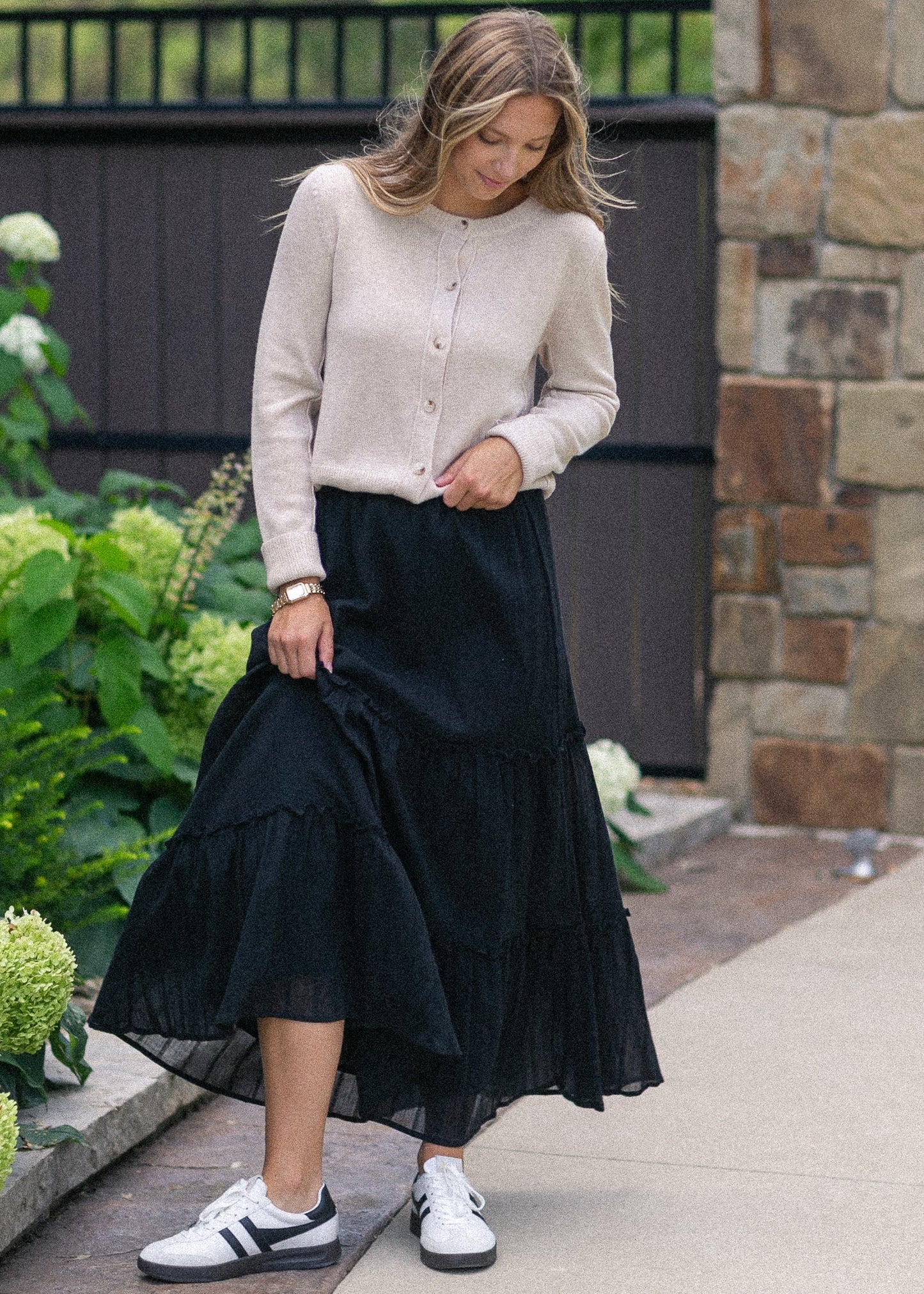 Serena Black Cotton Gauze Maxi Skirt - FINAL SALE