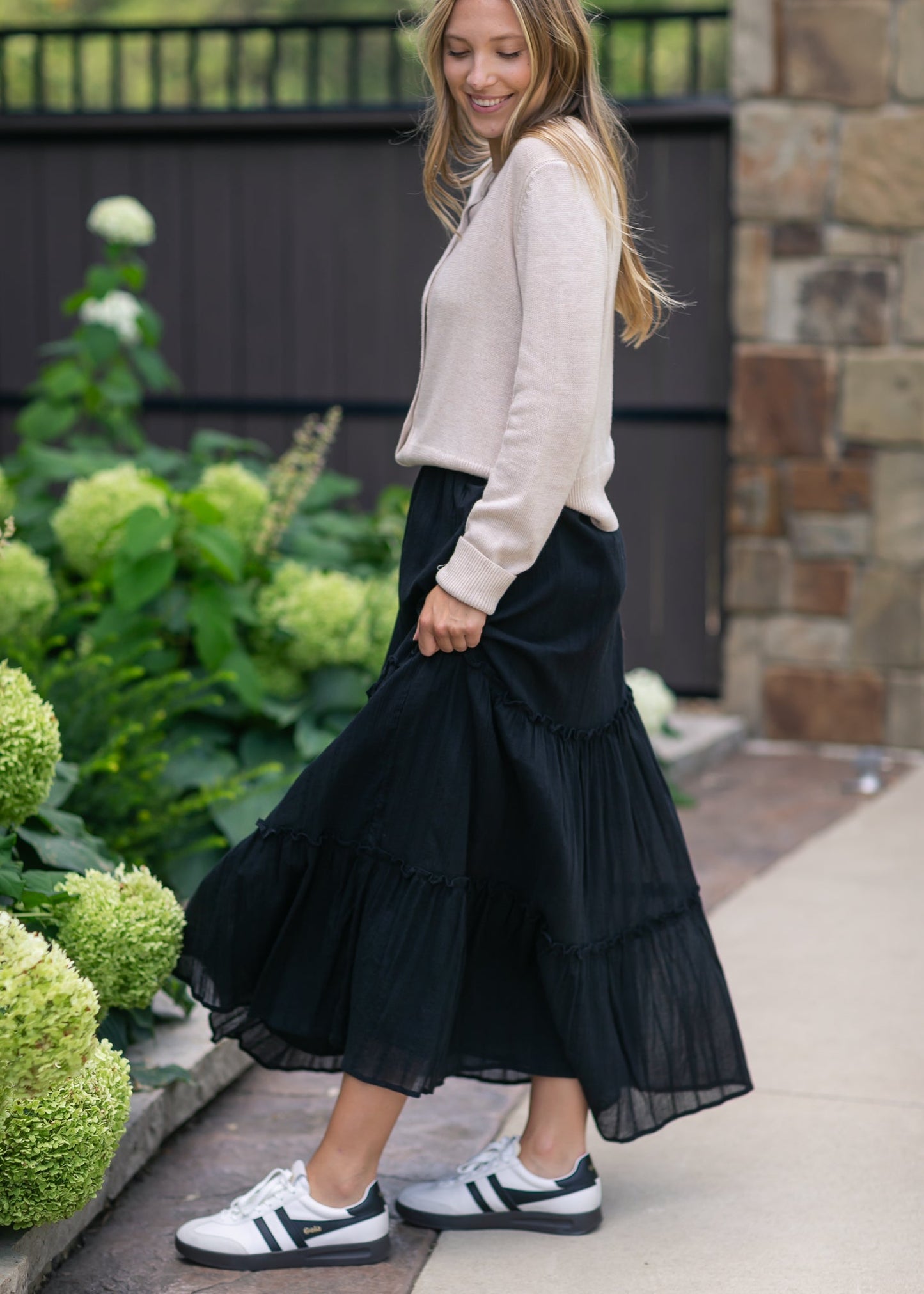Serena Black Cotton Gauze Maxi Skirt - FINAL SALE