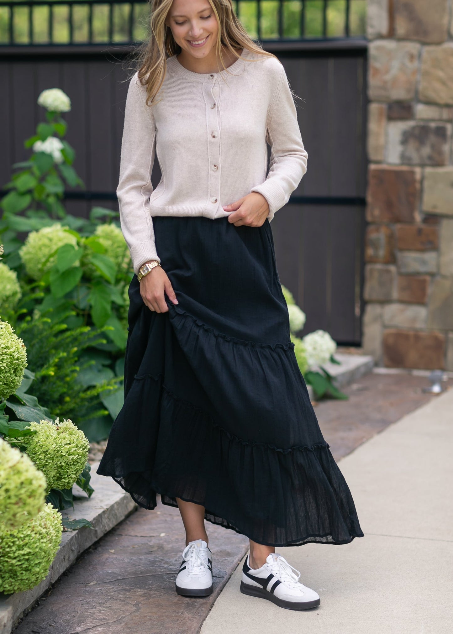 Serena Black Cotton Gauze Maxi Skirt - FINAL SALE