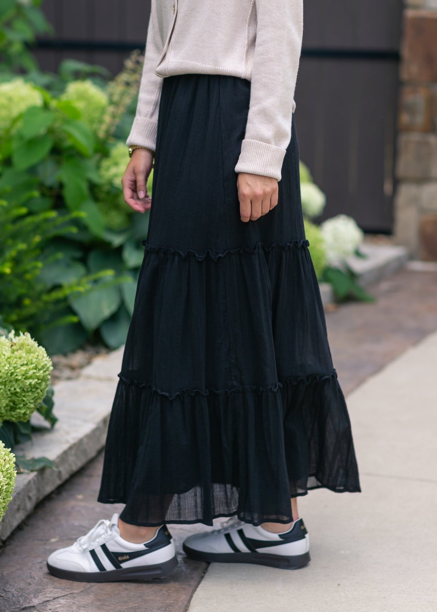 Serena Black Cotton Gauze Maxi Skirt - FINAL SALE