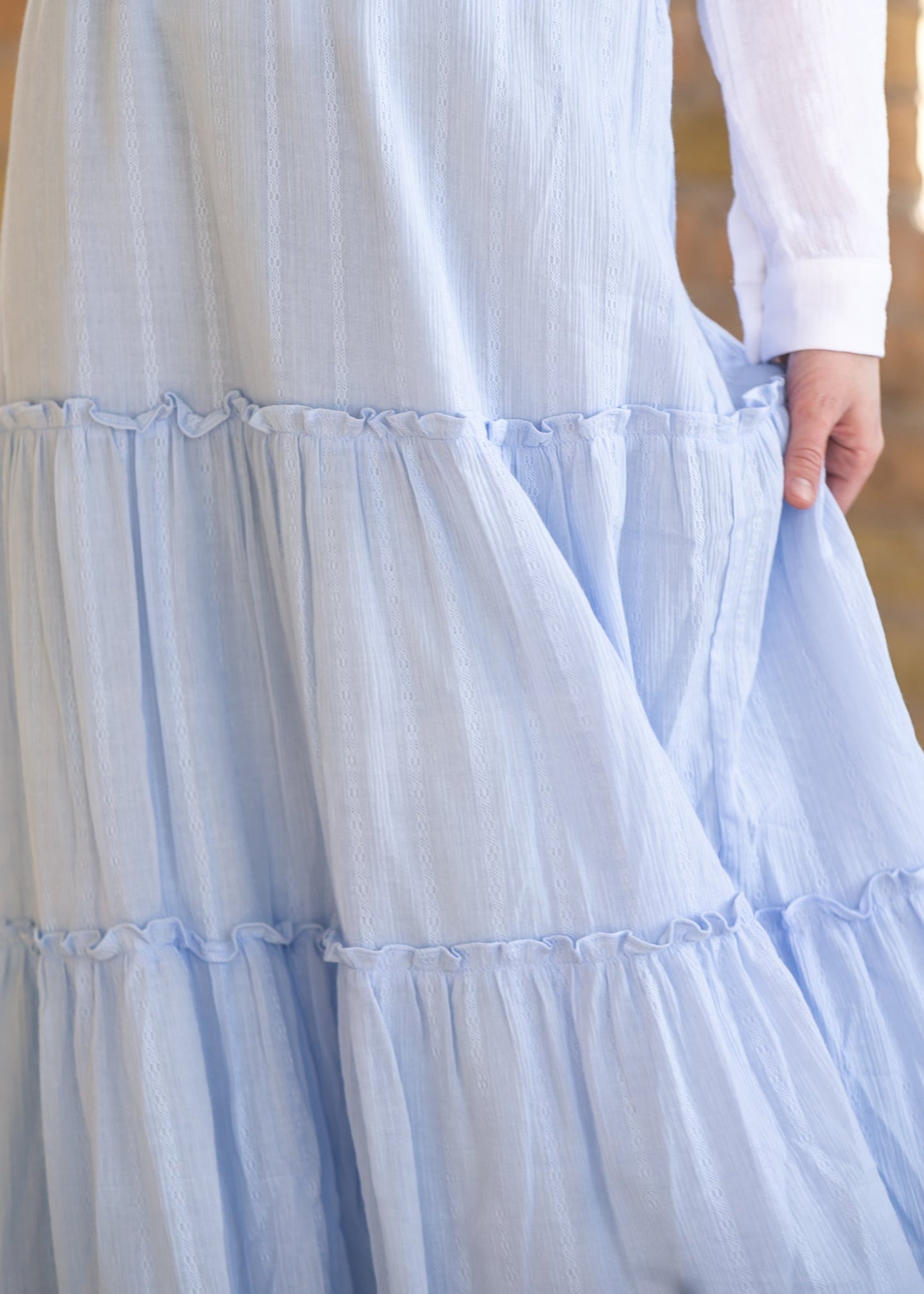 Serena Light Blue Cotton Maxi Skirt