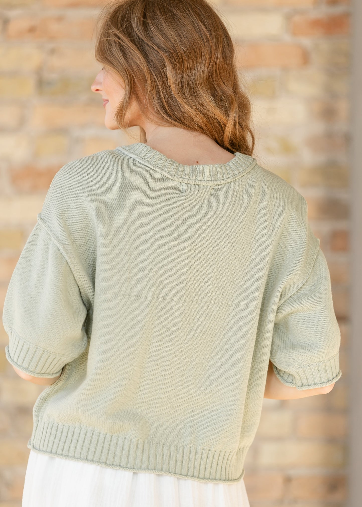 Short Sleeve Button Down Light Olive Cardigan
