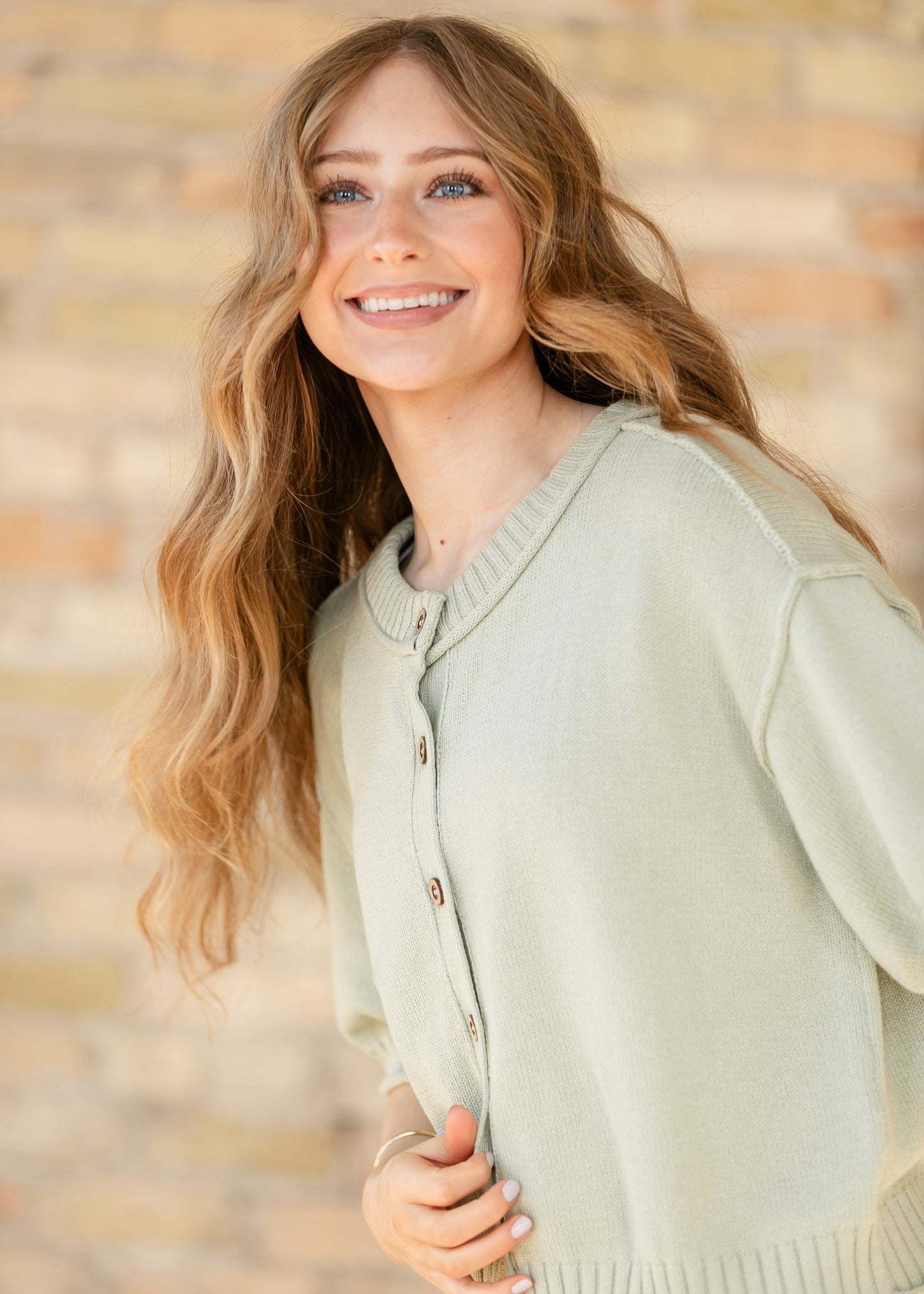 Short Sleeve Button Down Light Olive Cardigan