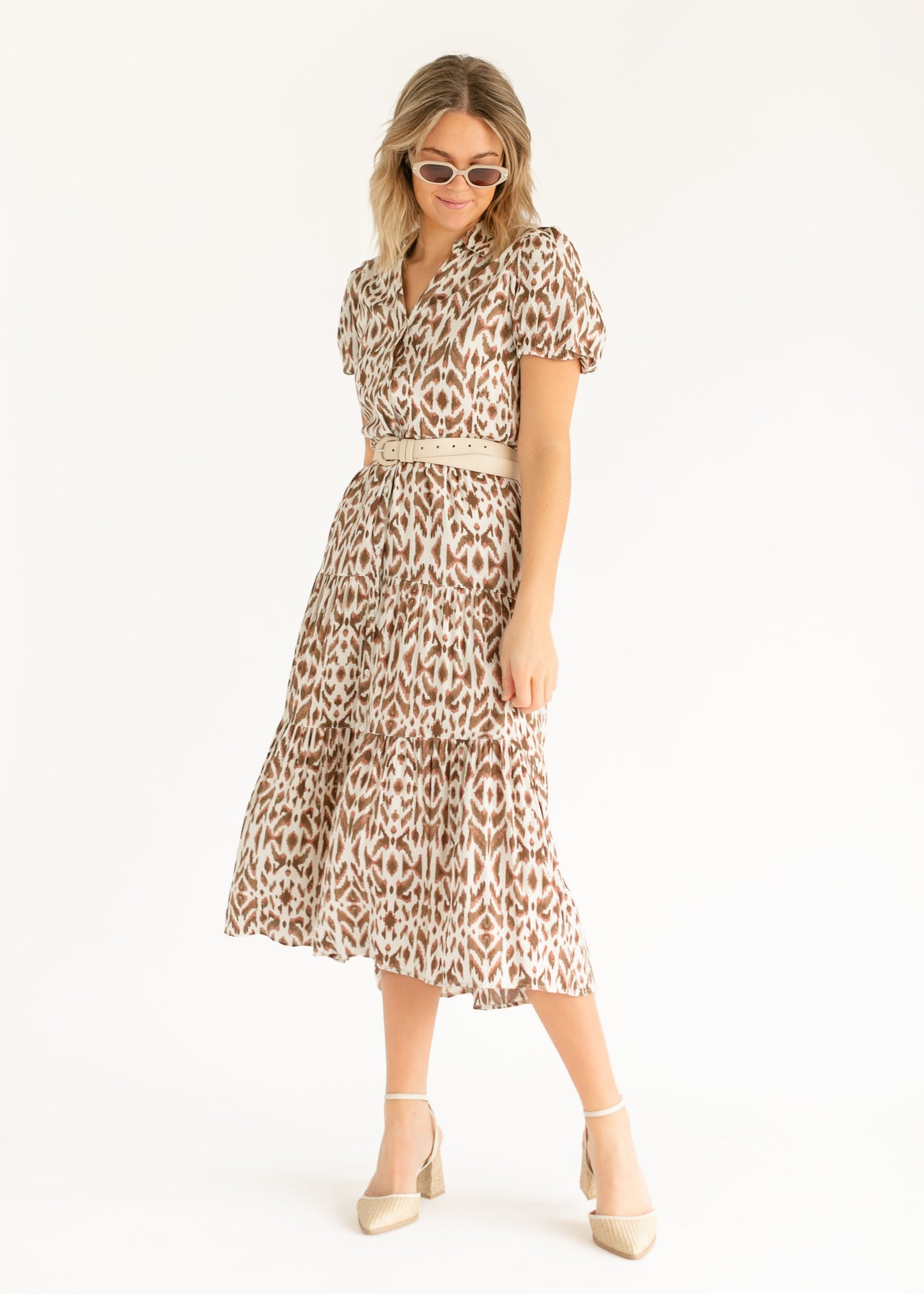 elan Short Sleeve Casablanca Print Maxi Dress - FINAL SALE