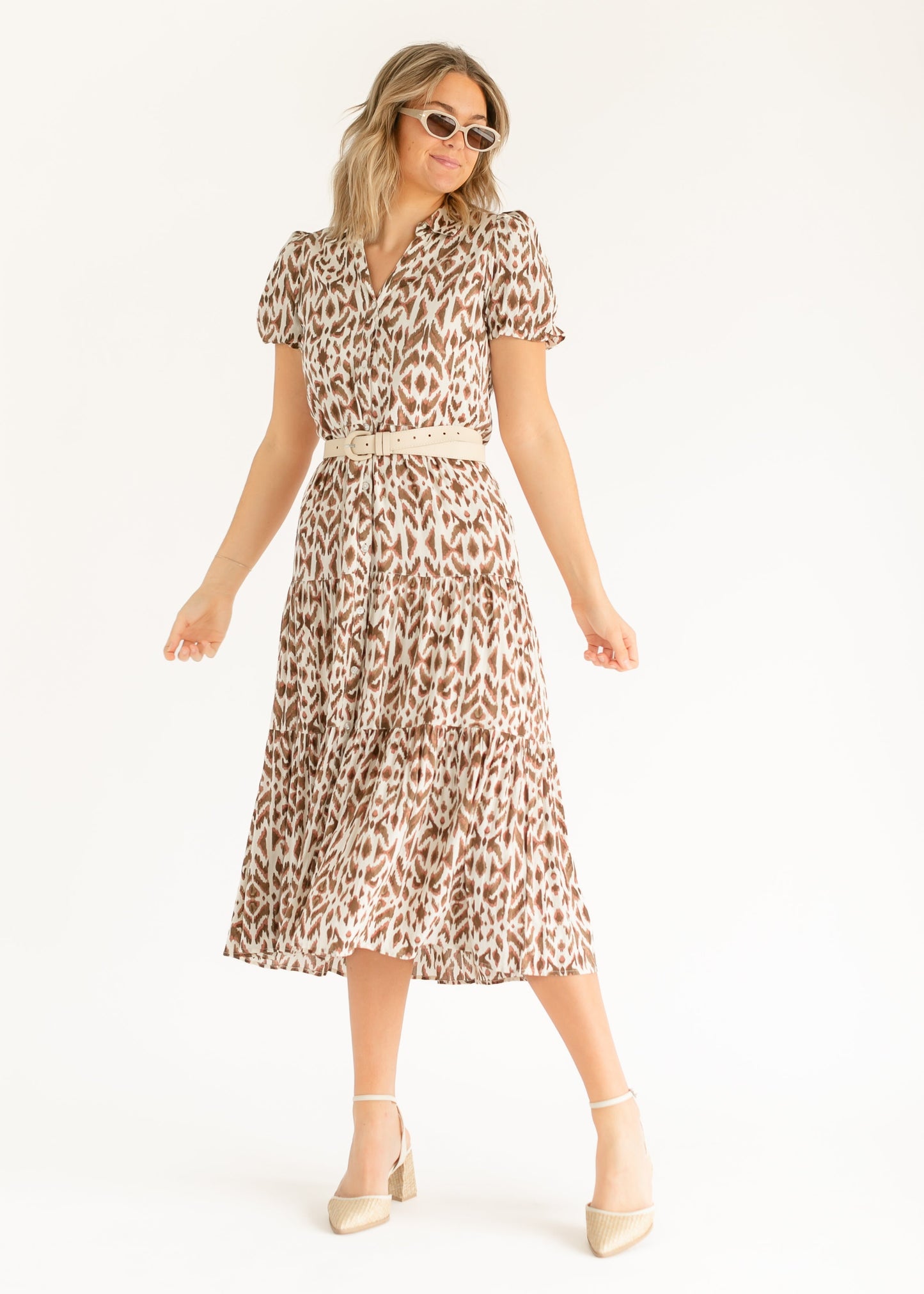 elan Short Sleeve Casablanca Print Maxi Dress - FINAL SALE