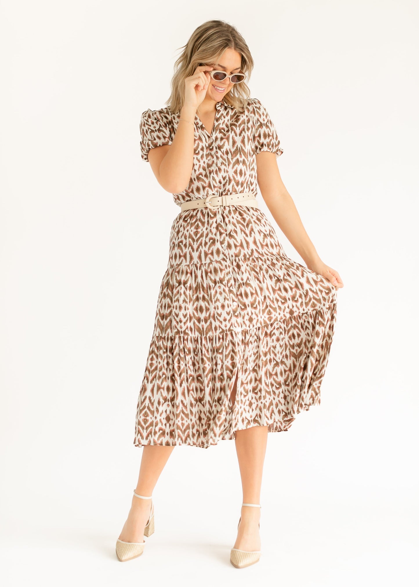 elan Short Sleeve Casablanca Print Maxi Dress - FINAL SALE
