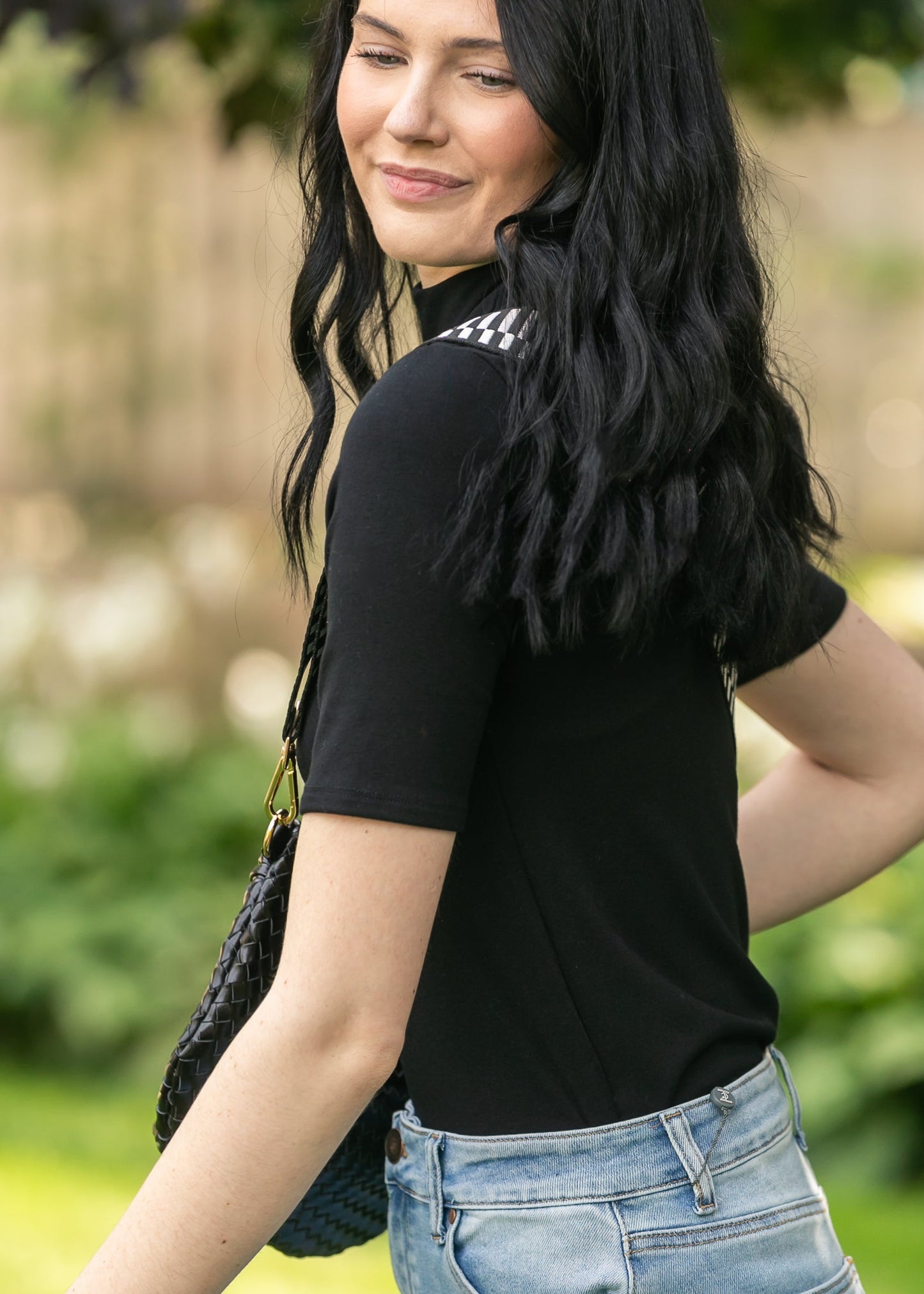 Short Sleeve Mock Neck Top