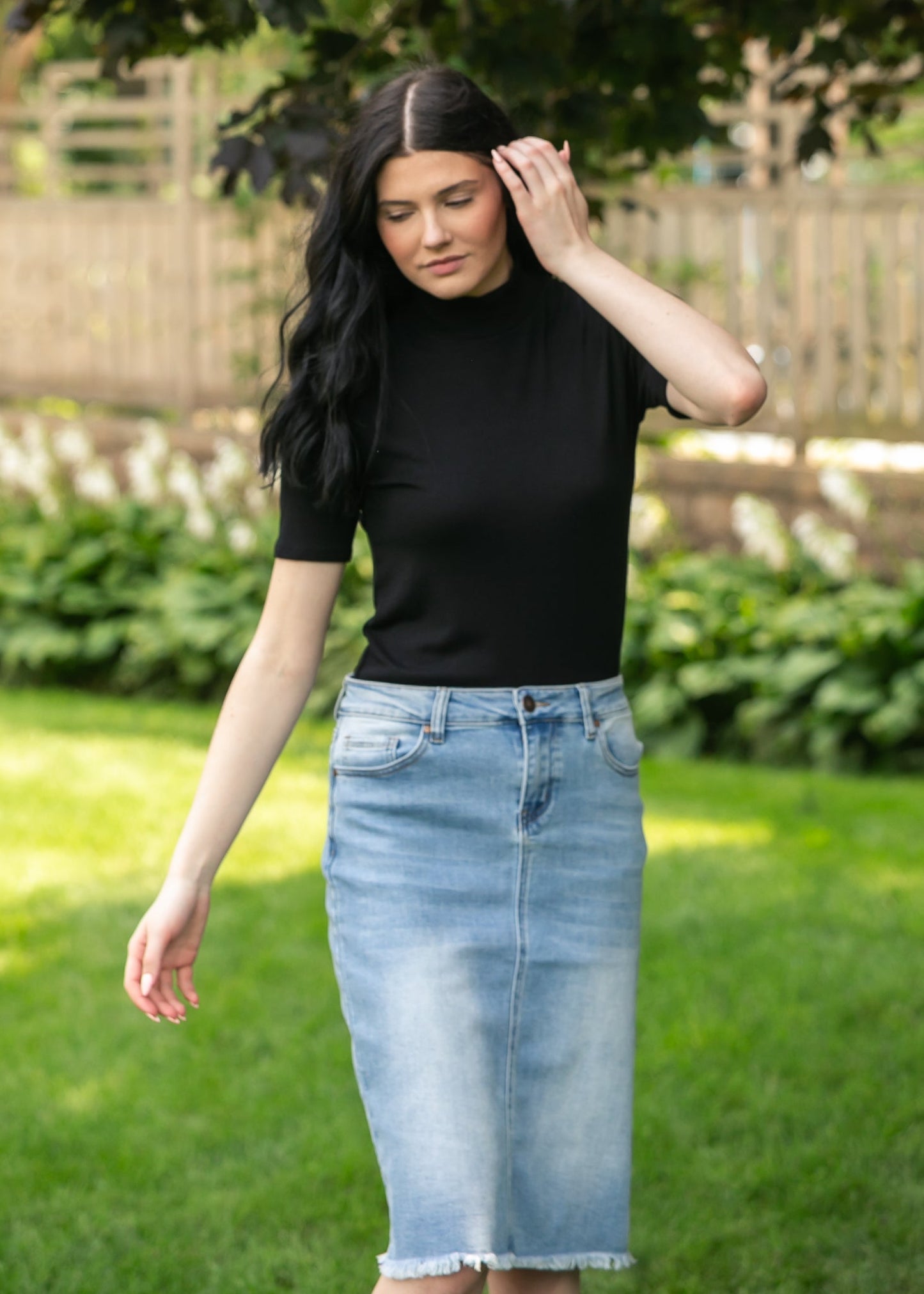Short Sleeve Mock Neck Top