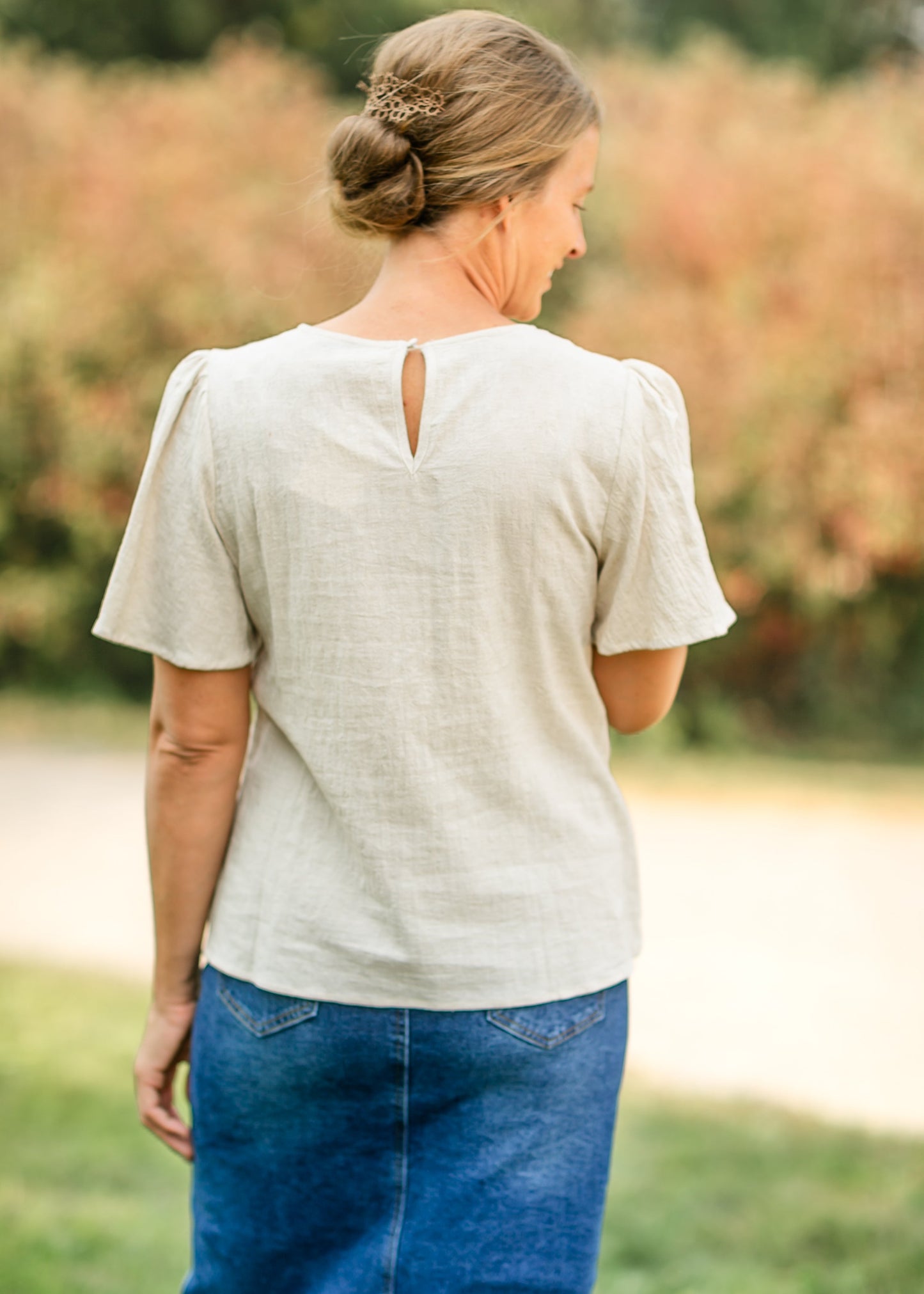 Short Sleeve Smocked Side Peplum Top - FINAL SALE
