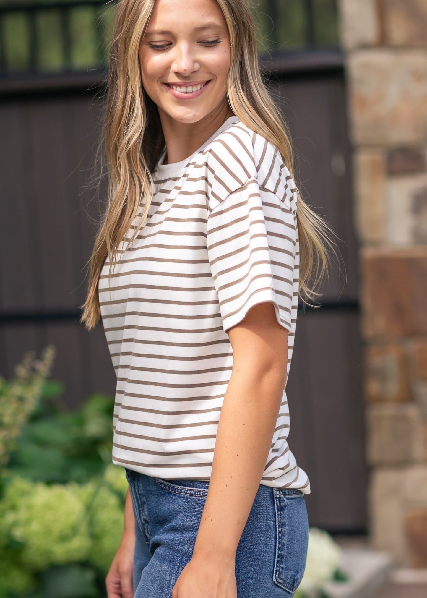 Short Sleeve Stripe Crewneck Tee - FINAL SALE