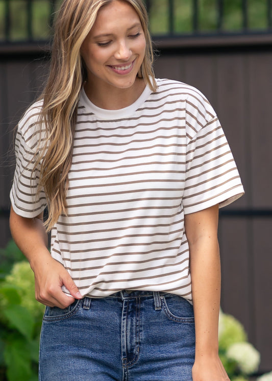 Short Sleeve Stripe Crewneck Tee - FINAL SALE