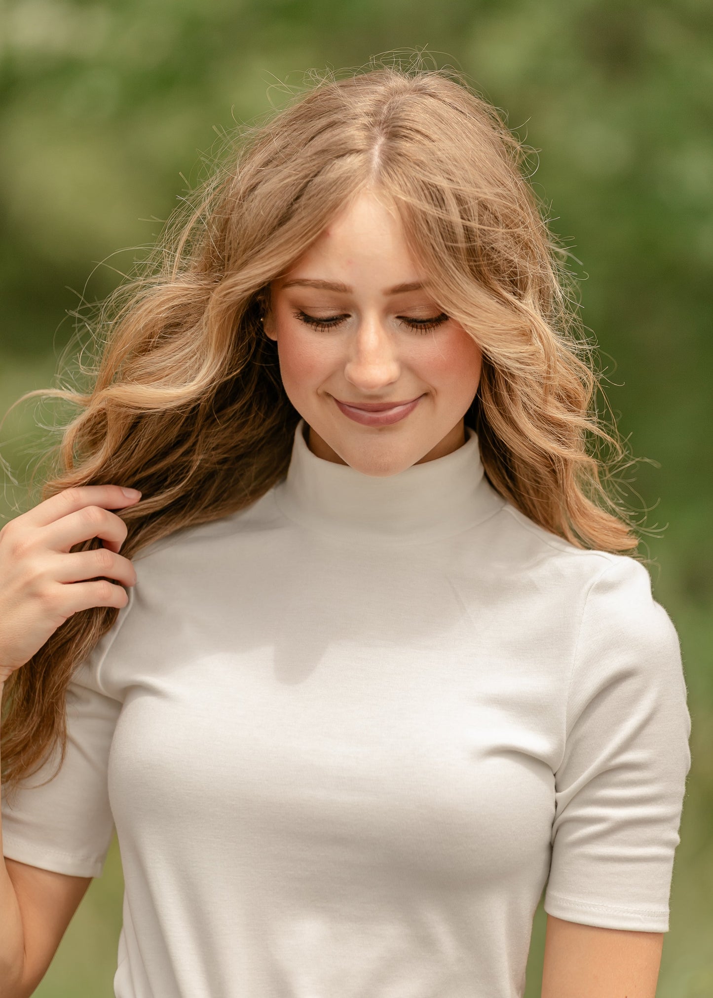Short Sleeve Mock Neck Top
