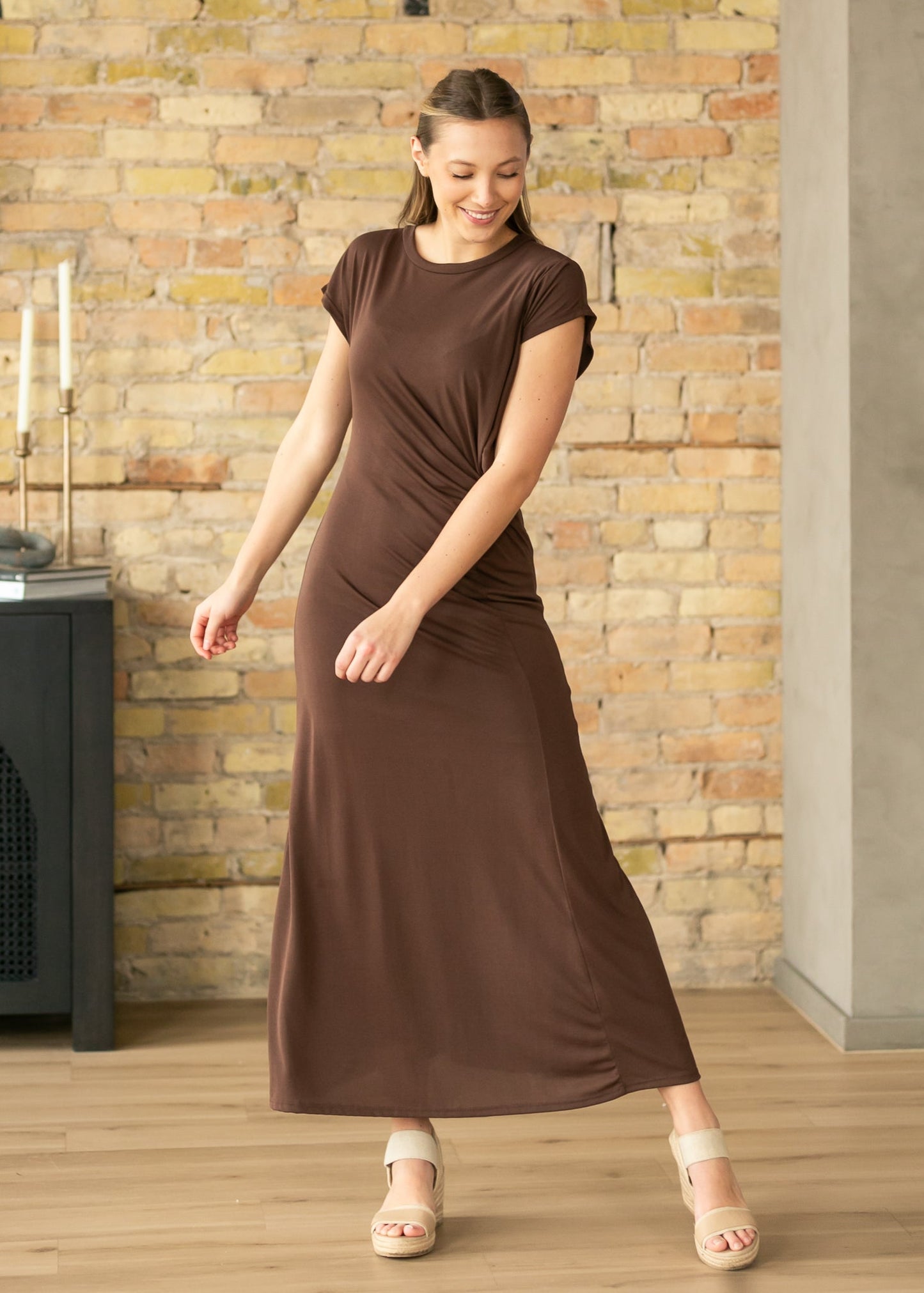 Short Sleeve Waist Detail Maxi Dress - FINAL SALE