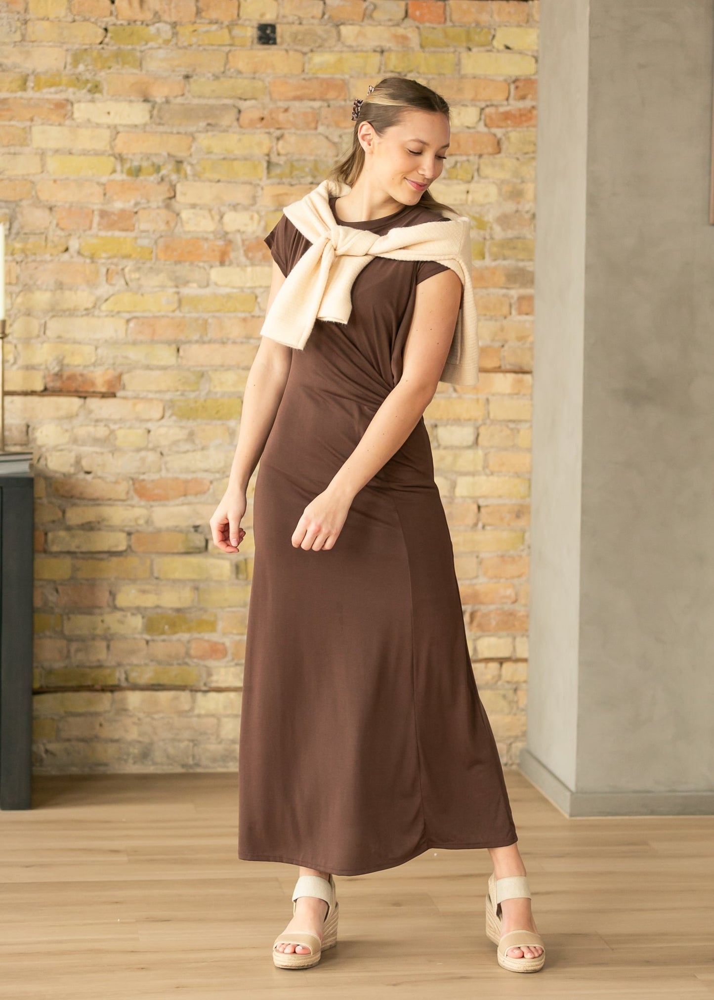 Short Sleeve Waist Detail Maxi Dress - FINAL SALE