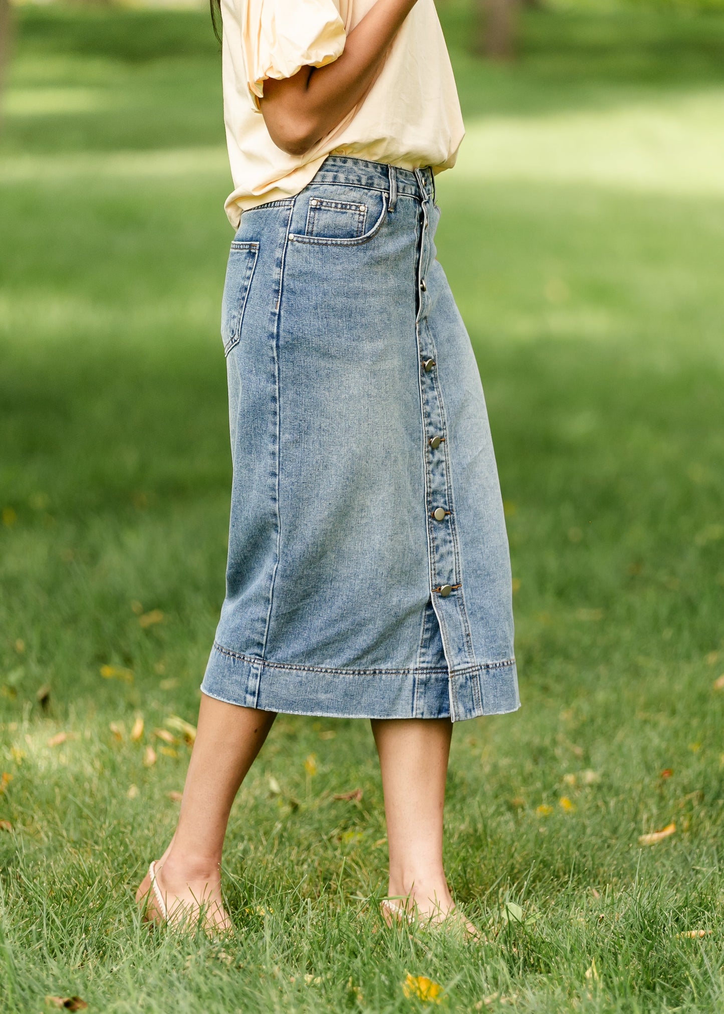 Skylar Button Front Midi Skirt - FINAL SALE