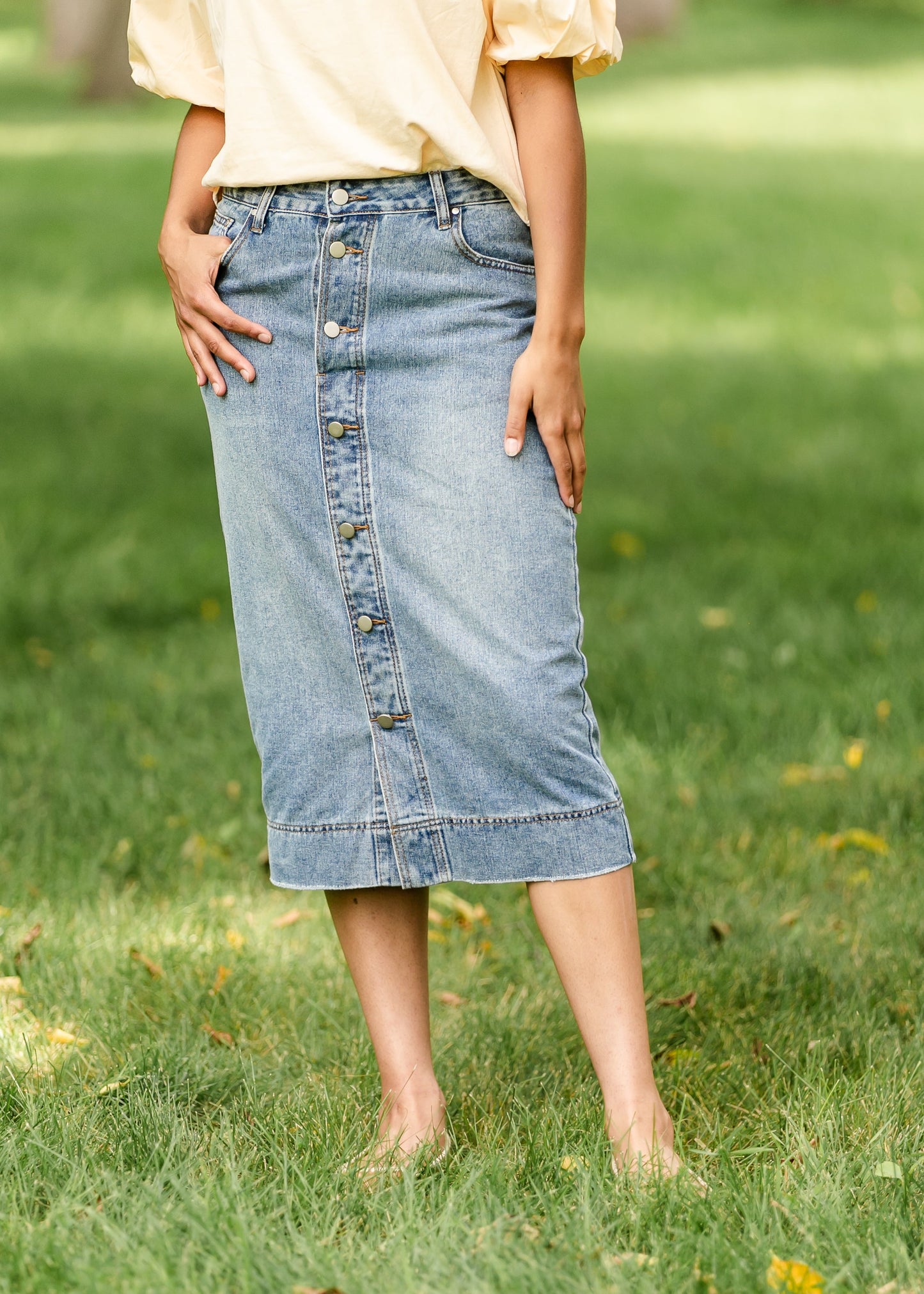 Skylar Button Front Midi Skirt - FINAL SALE