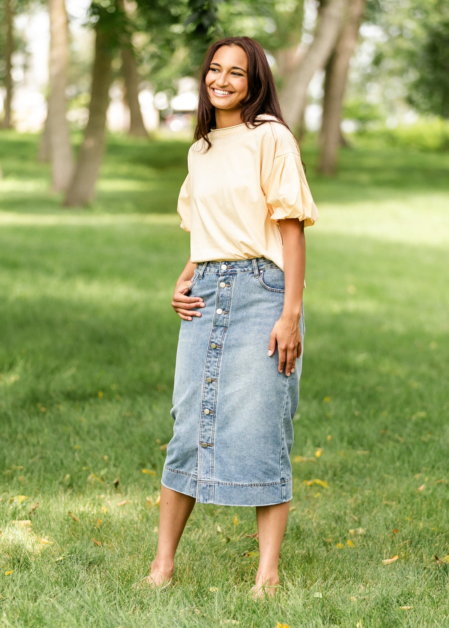 Skylar Button Front Midi Skirt - FINAL SALE