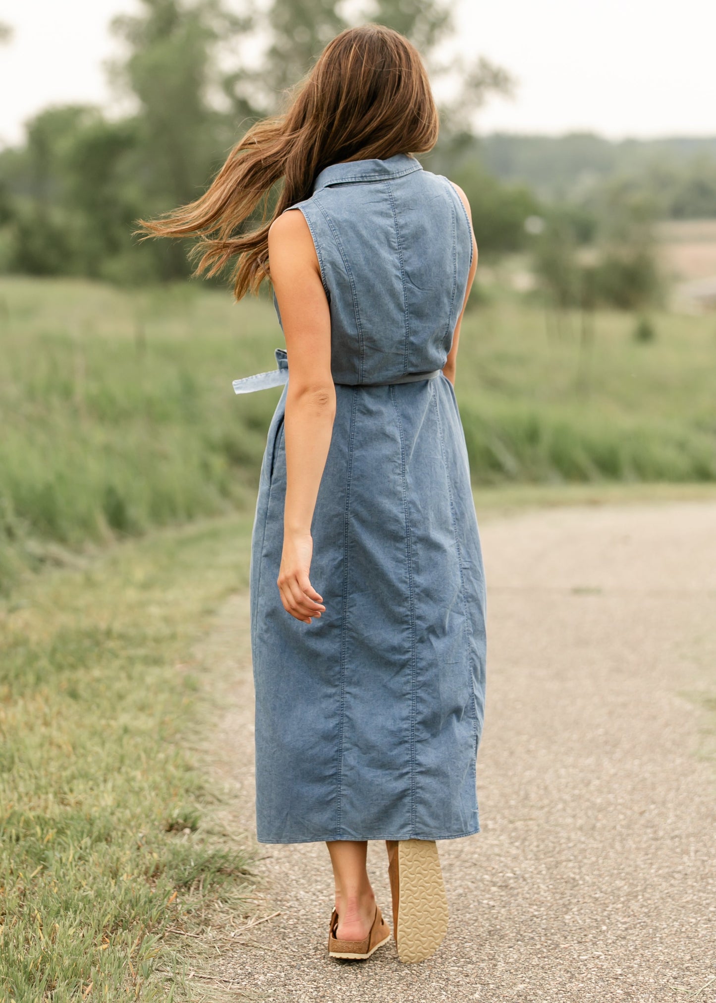 Sleeveless Belted Denim Dress - FINAL SALE