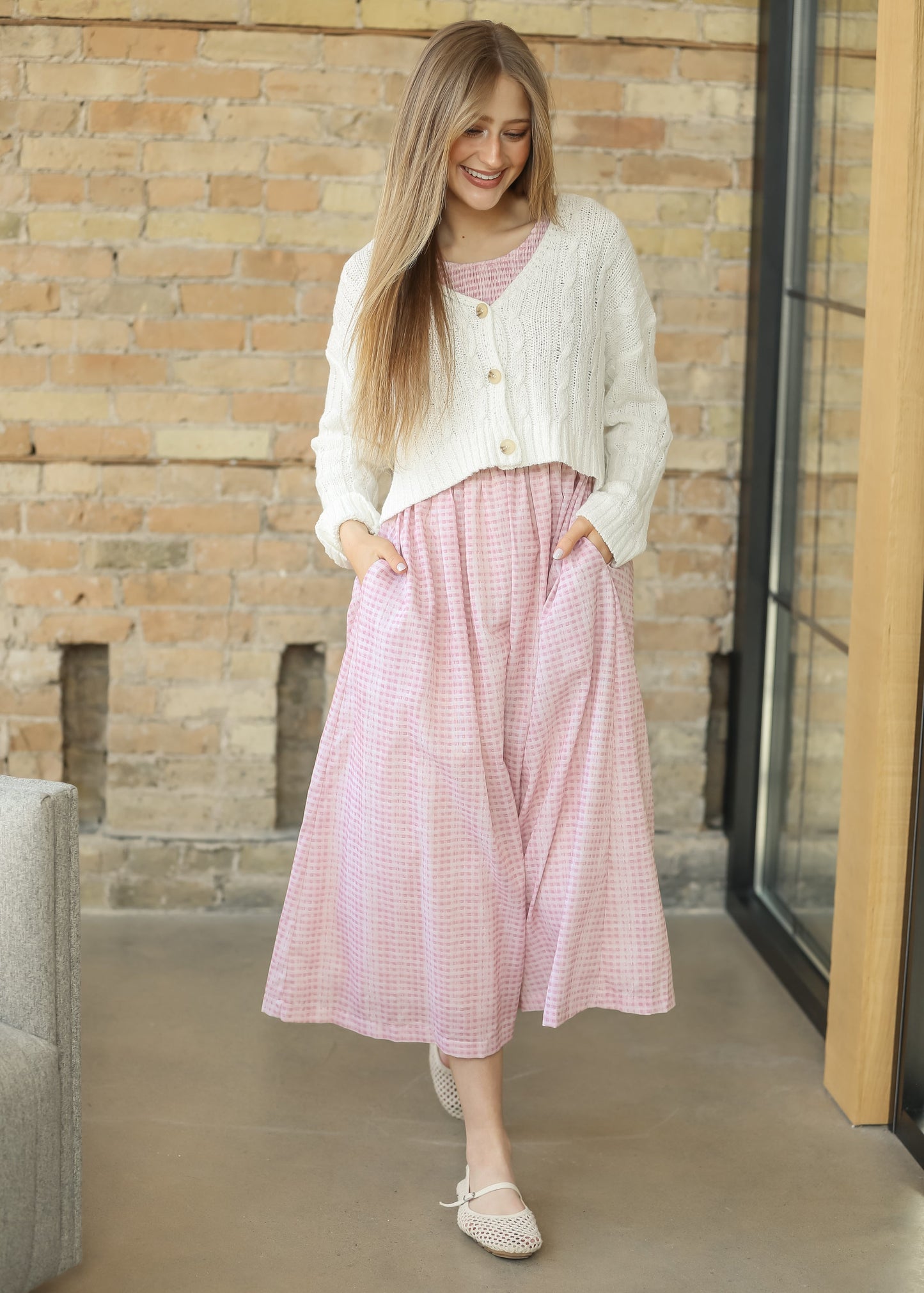 Sleeveless Gingham Smocked Top Maxi Dress