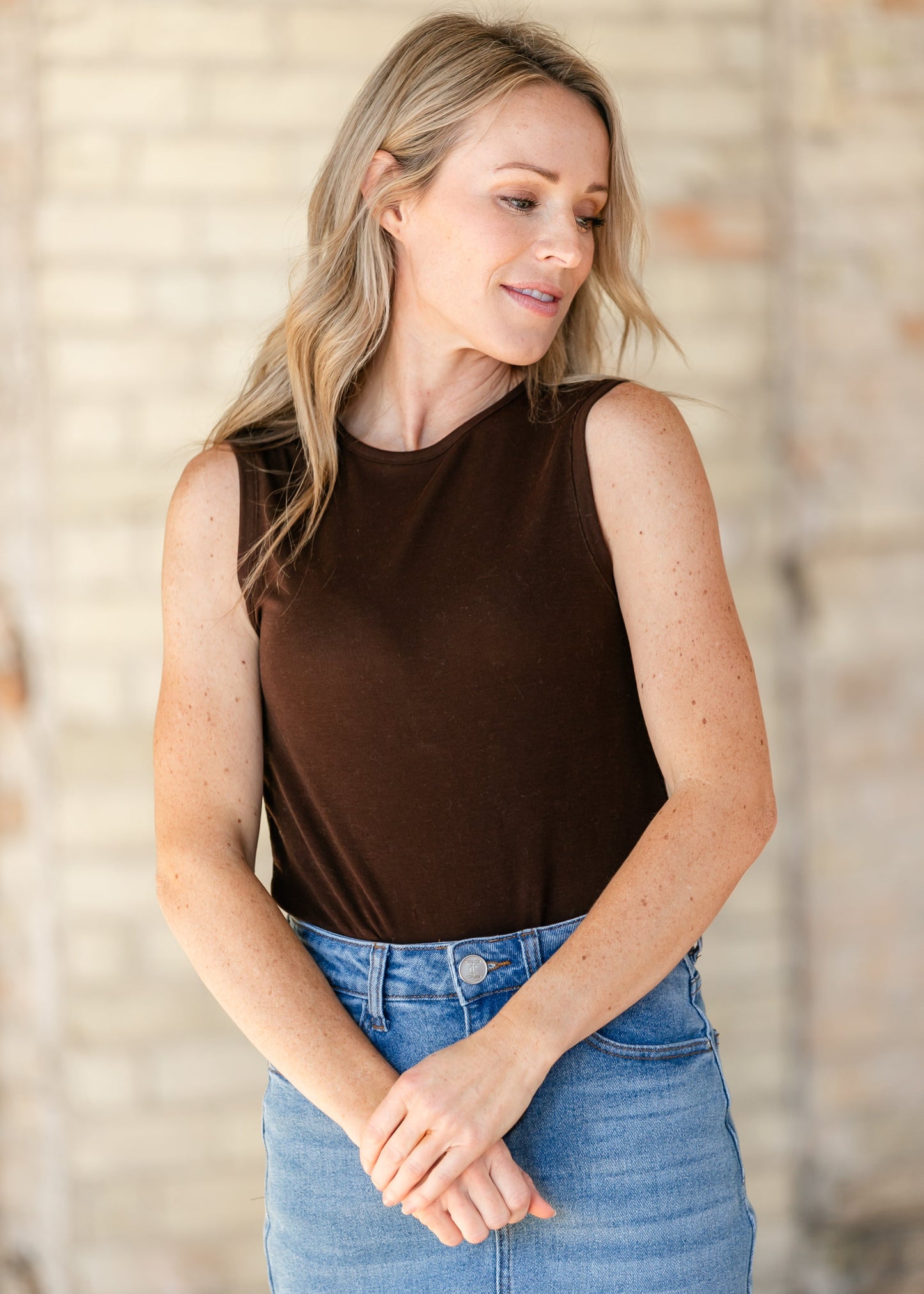 Sleeveless Knit Brown Top - FINAl SALE