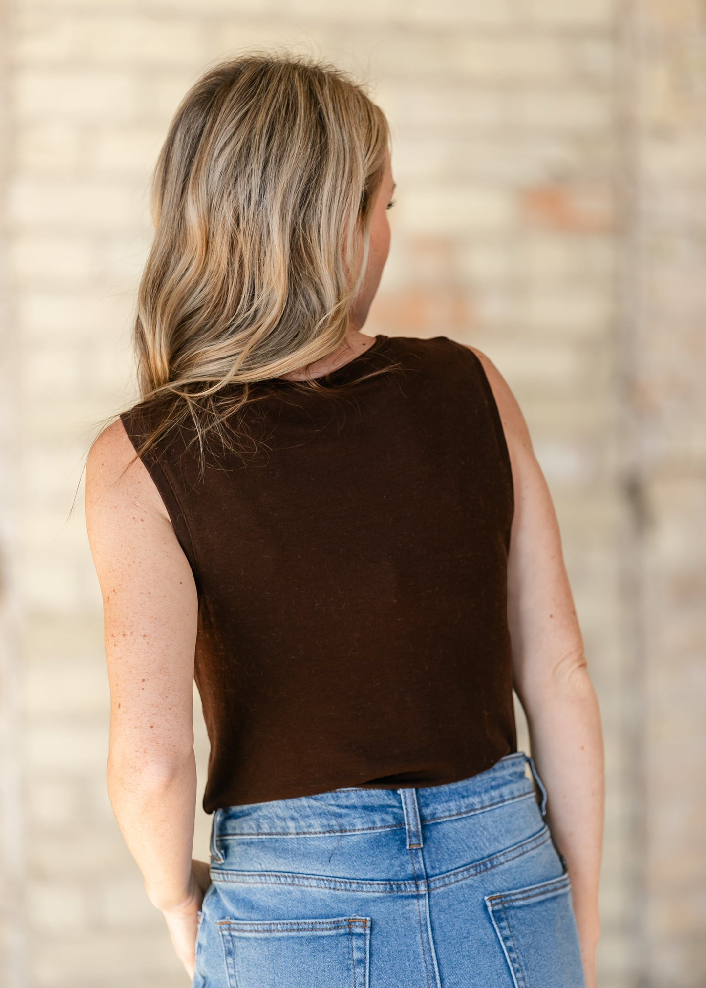 Sleeveless Knit Brown Top - FINAl SALE