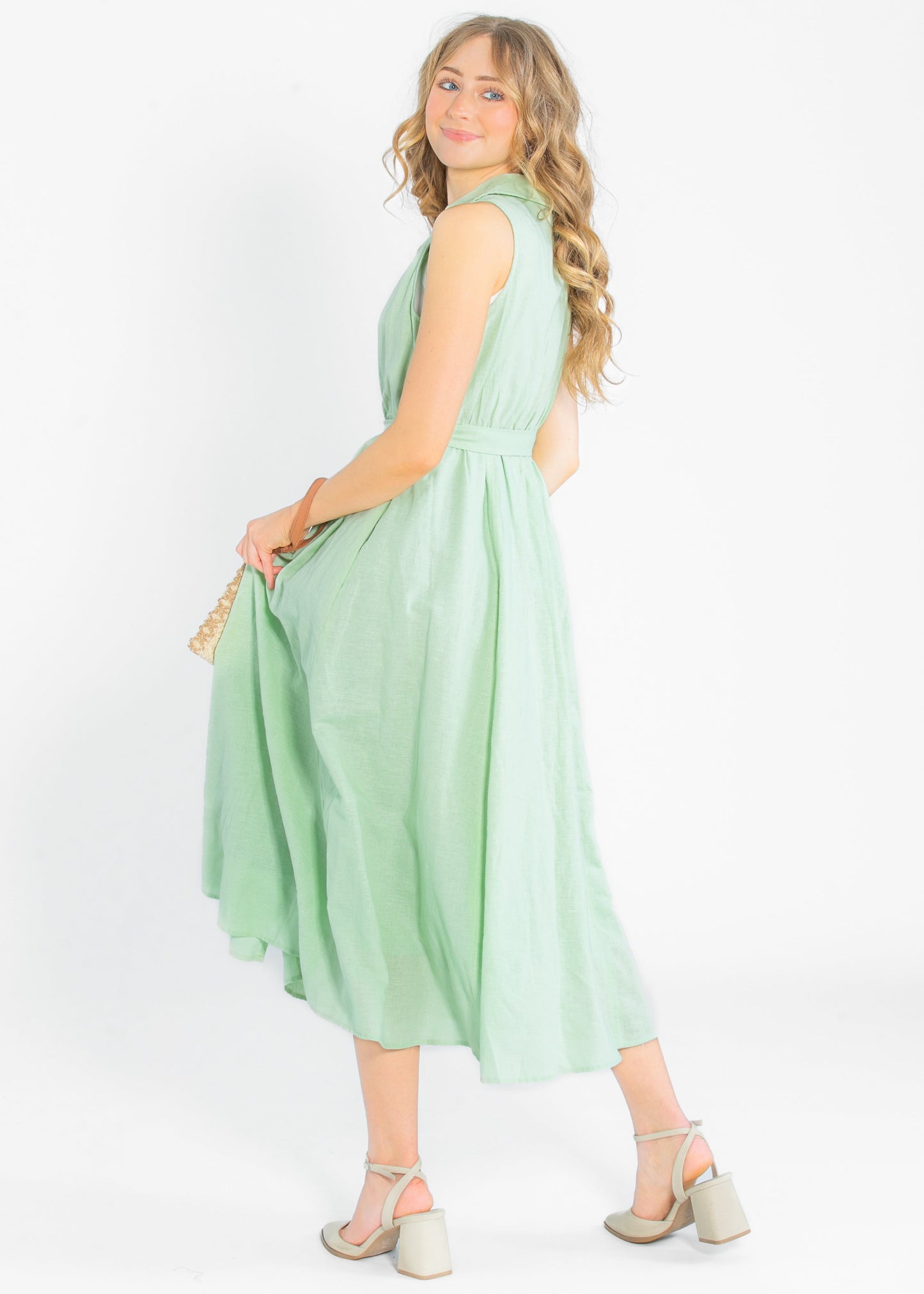 Sleeveless Linen Blend Maxi Dress - FINAL SALE