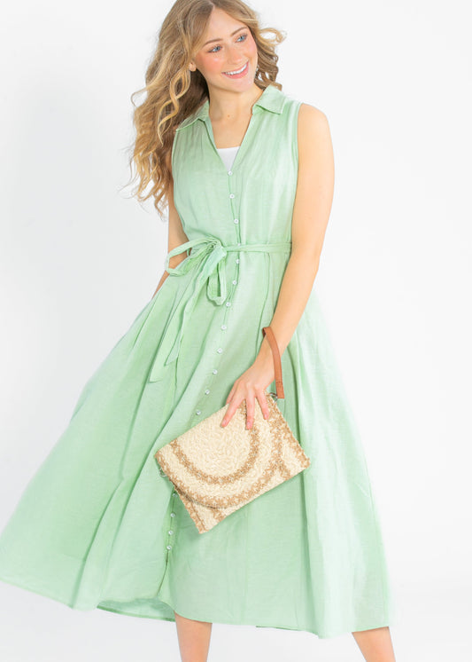 Sleeveless Linen Blend Maxi Dress - FINAL SALE