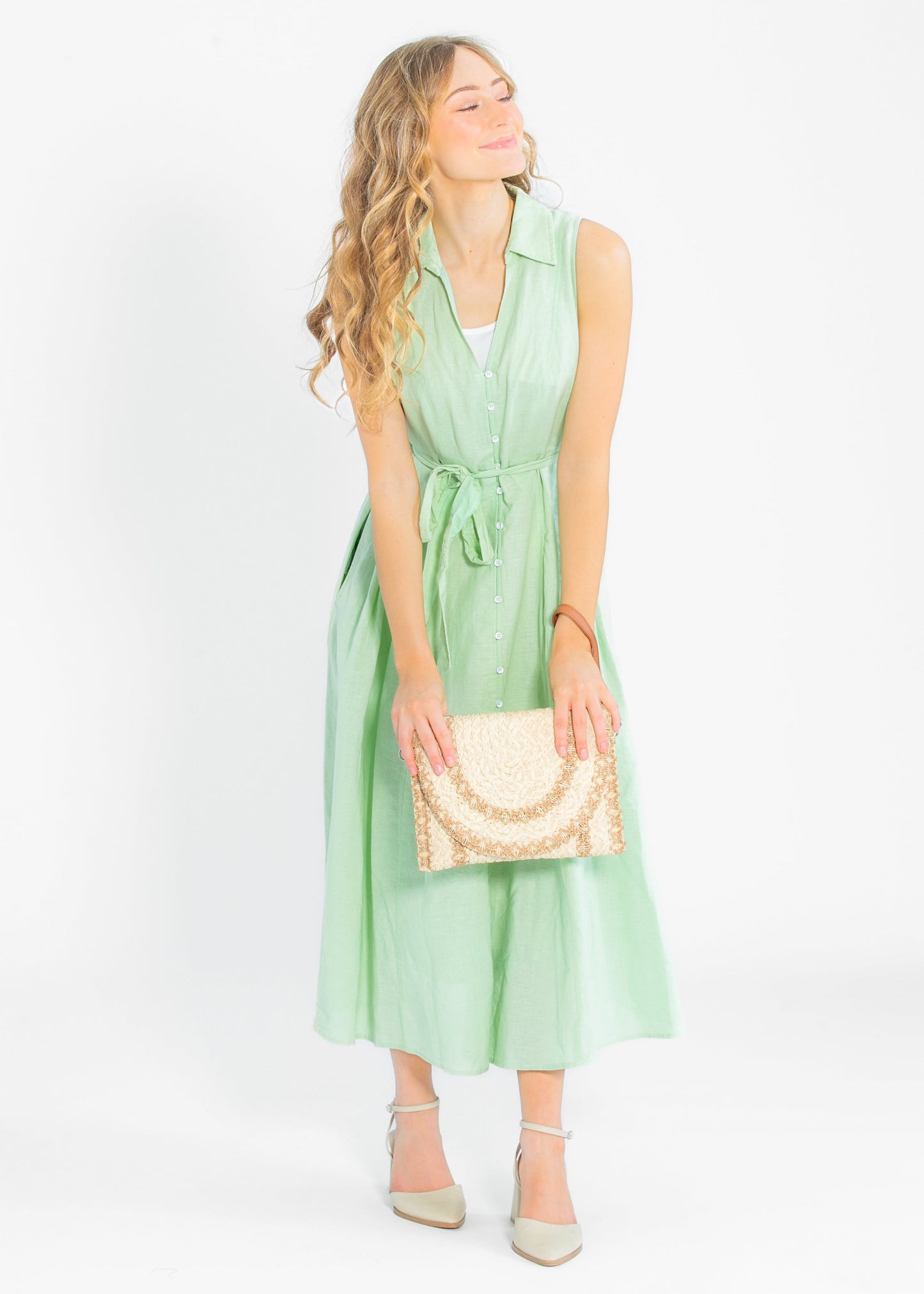 Sleeveless Linen Blend Maxi Dress - FINAL SALE
