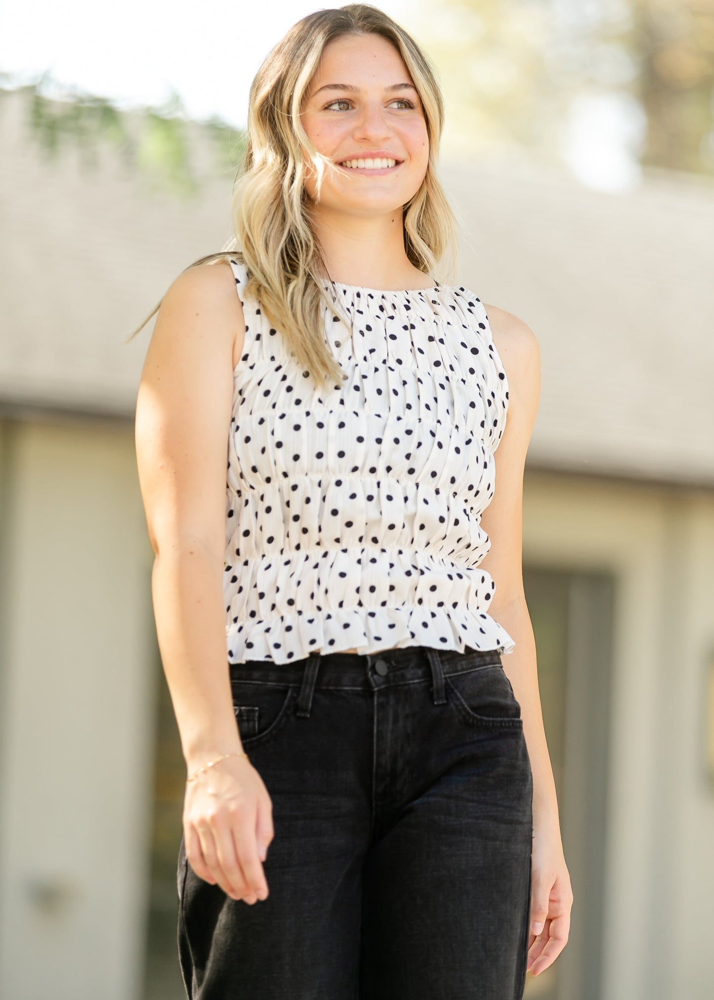 Smocked Polka Dot Tank Top - FINAL SALE