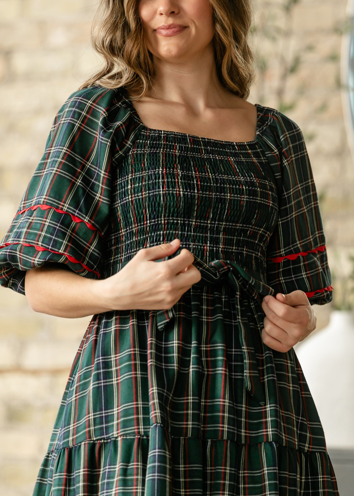 Smocked Puff Half Sleeve Maxi Dress